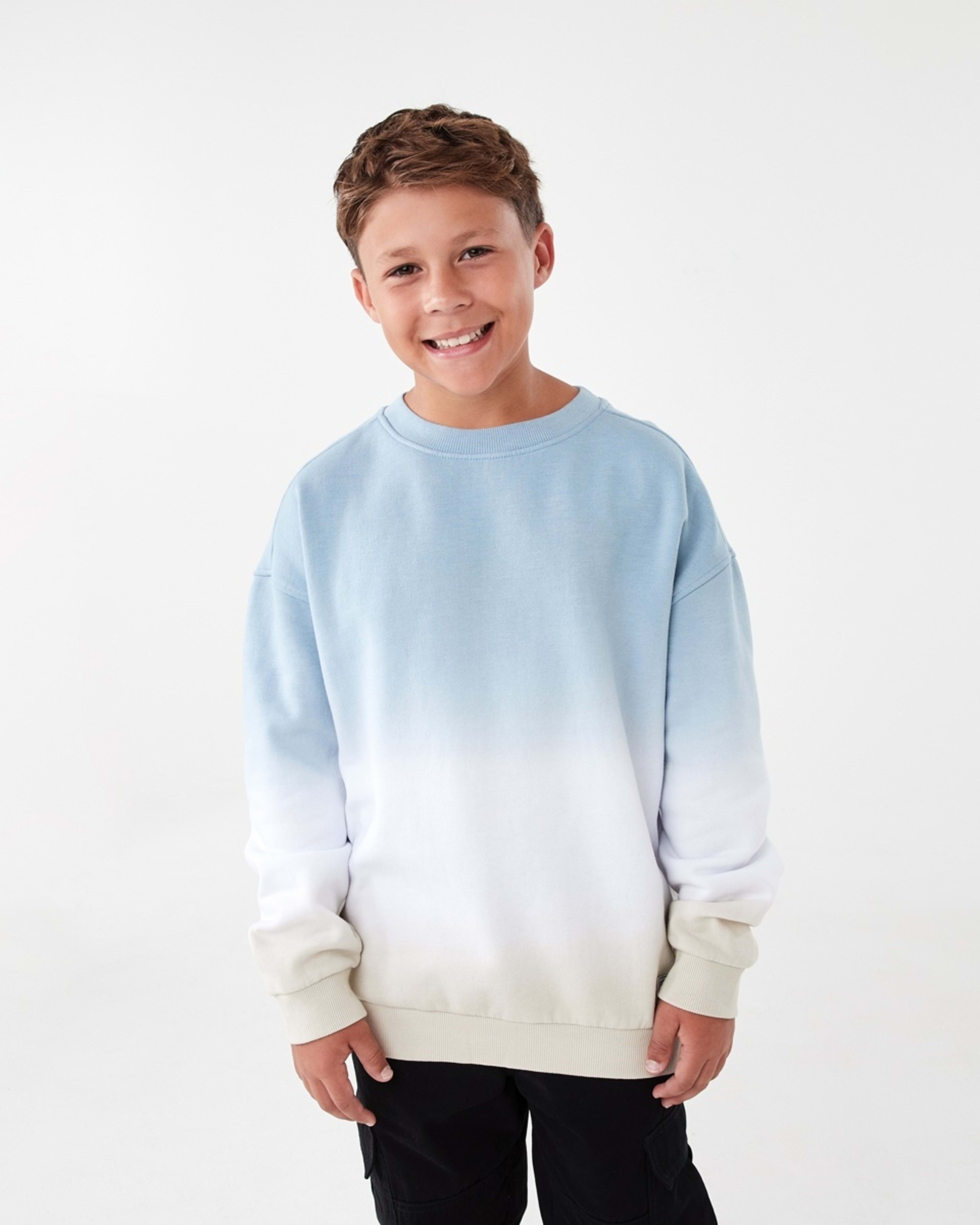 1 Oversized Washed Crew Neck Sweatshirt Faded Blue