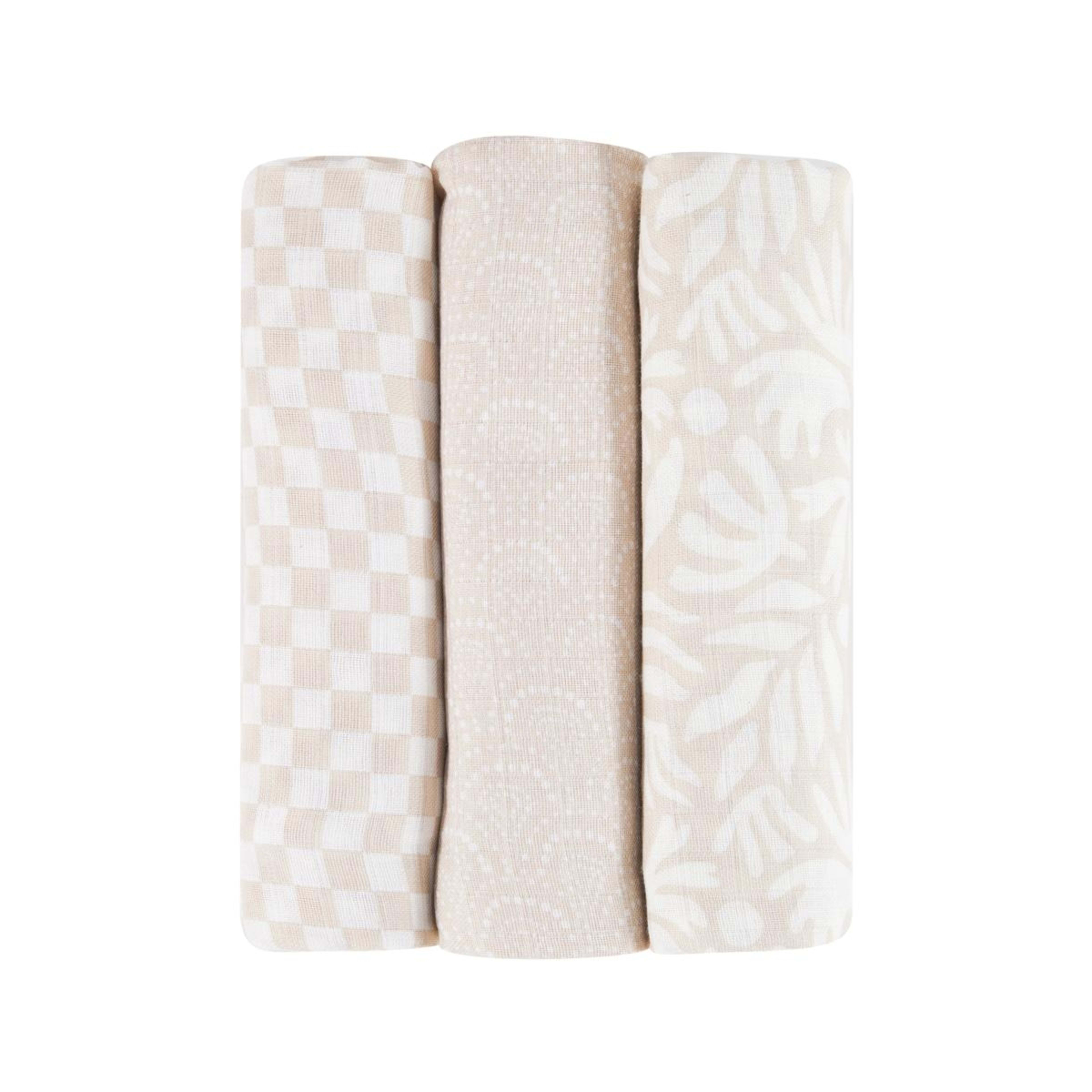 3 3 Pack Organic Cotton Muslin Wraps - Boho, 3 of 7