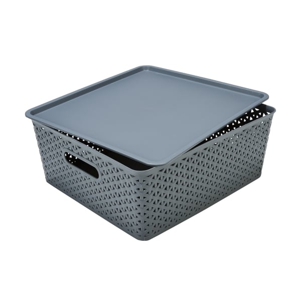 Storage Container with Lid - Flat, Grey