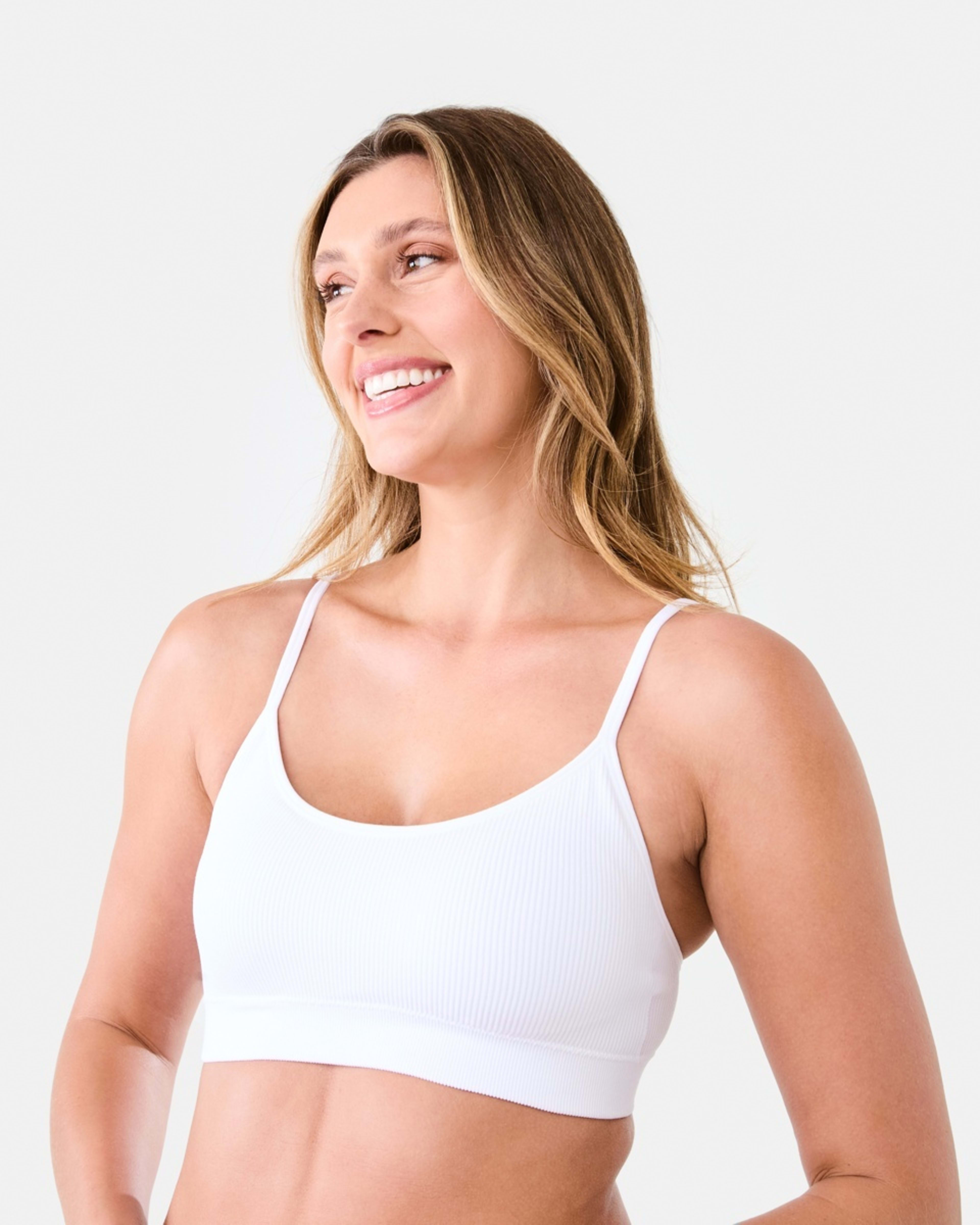 2 Seamfree Rib Crop Bra White, 2 of 8