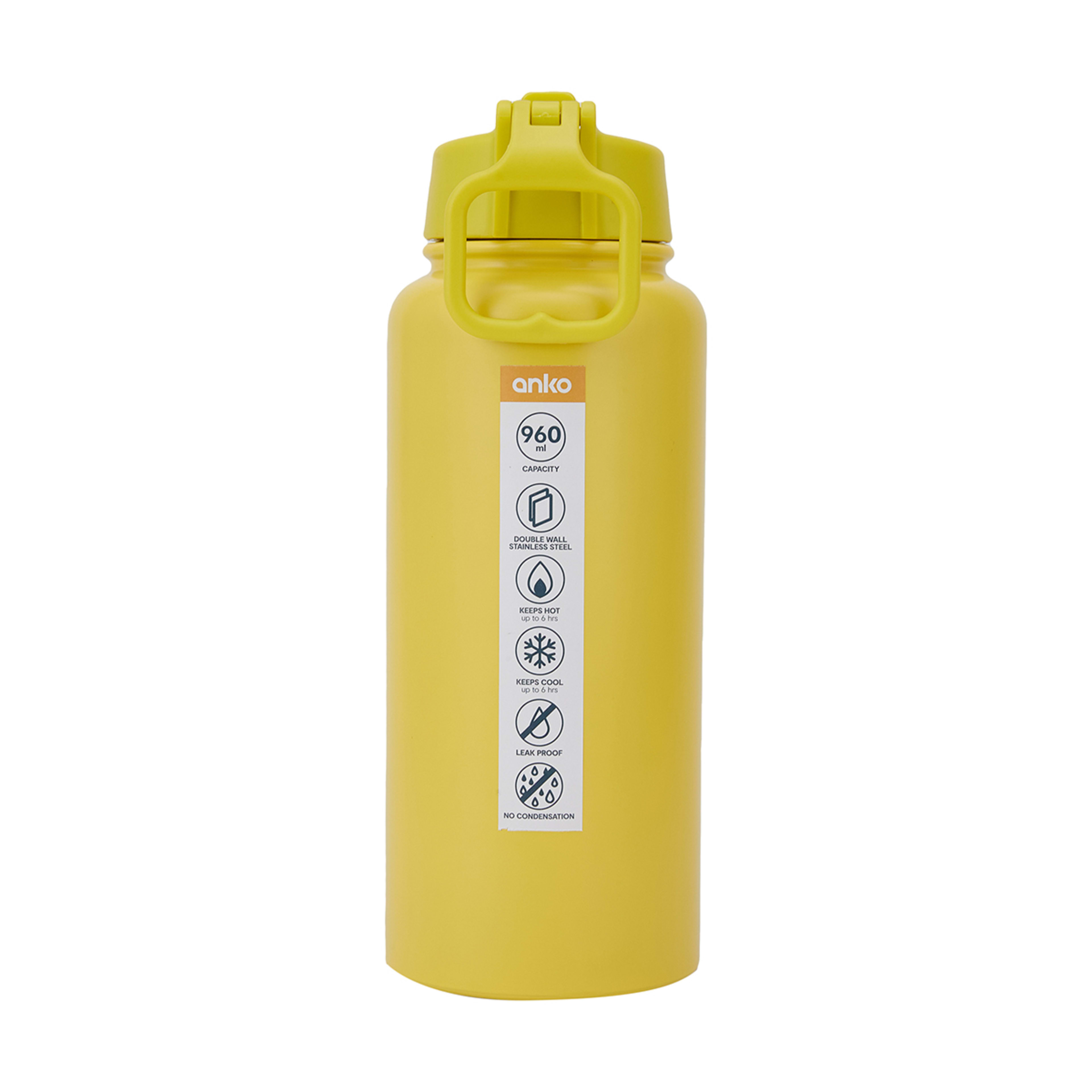 4 960ml Yellow Double Wall Insulated Drink Bottle, 4 of 4