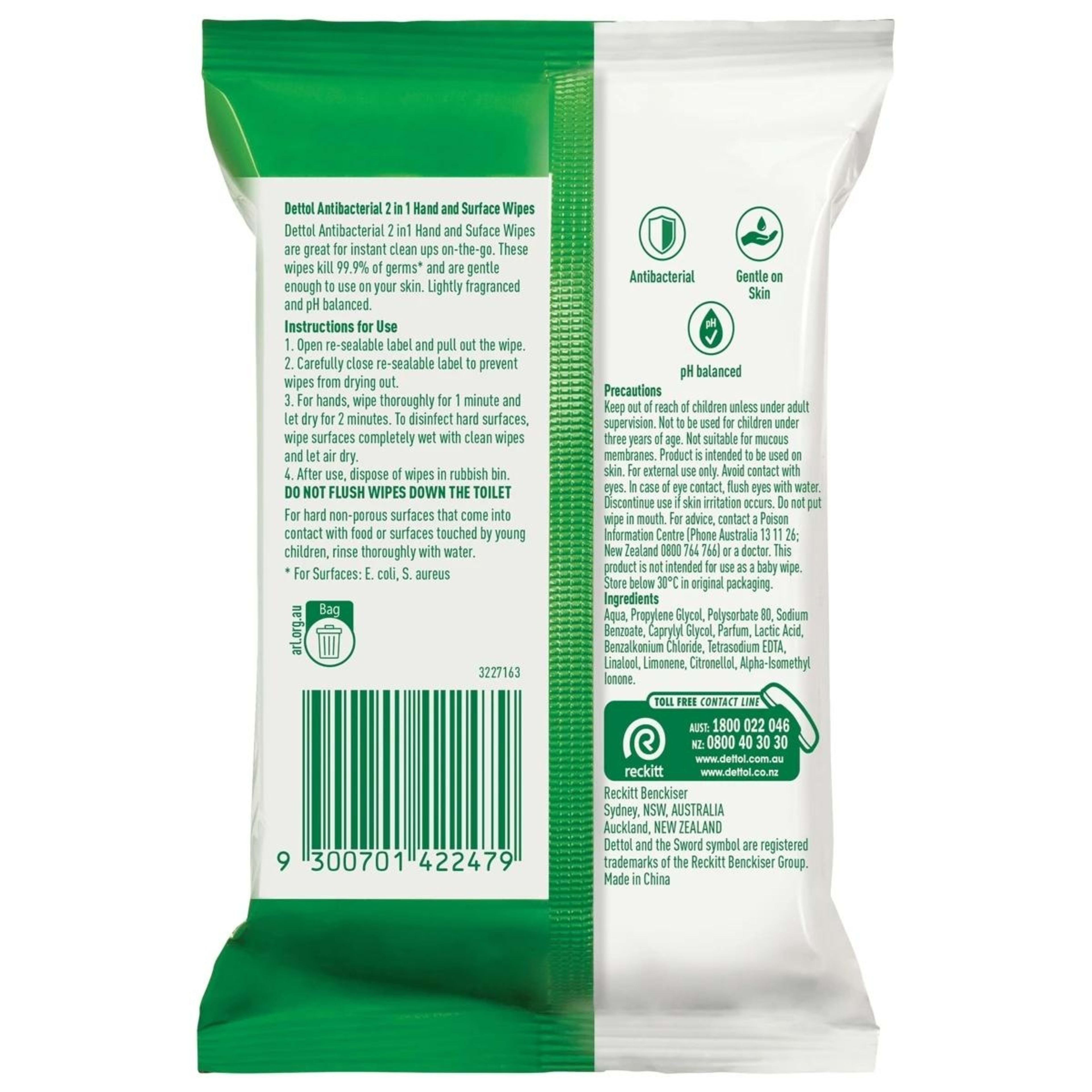 2 Dettol 15 Pack 2-in-1 Anti-Bacterial Wipes, 2 of 7