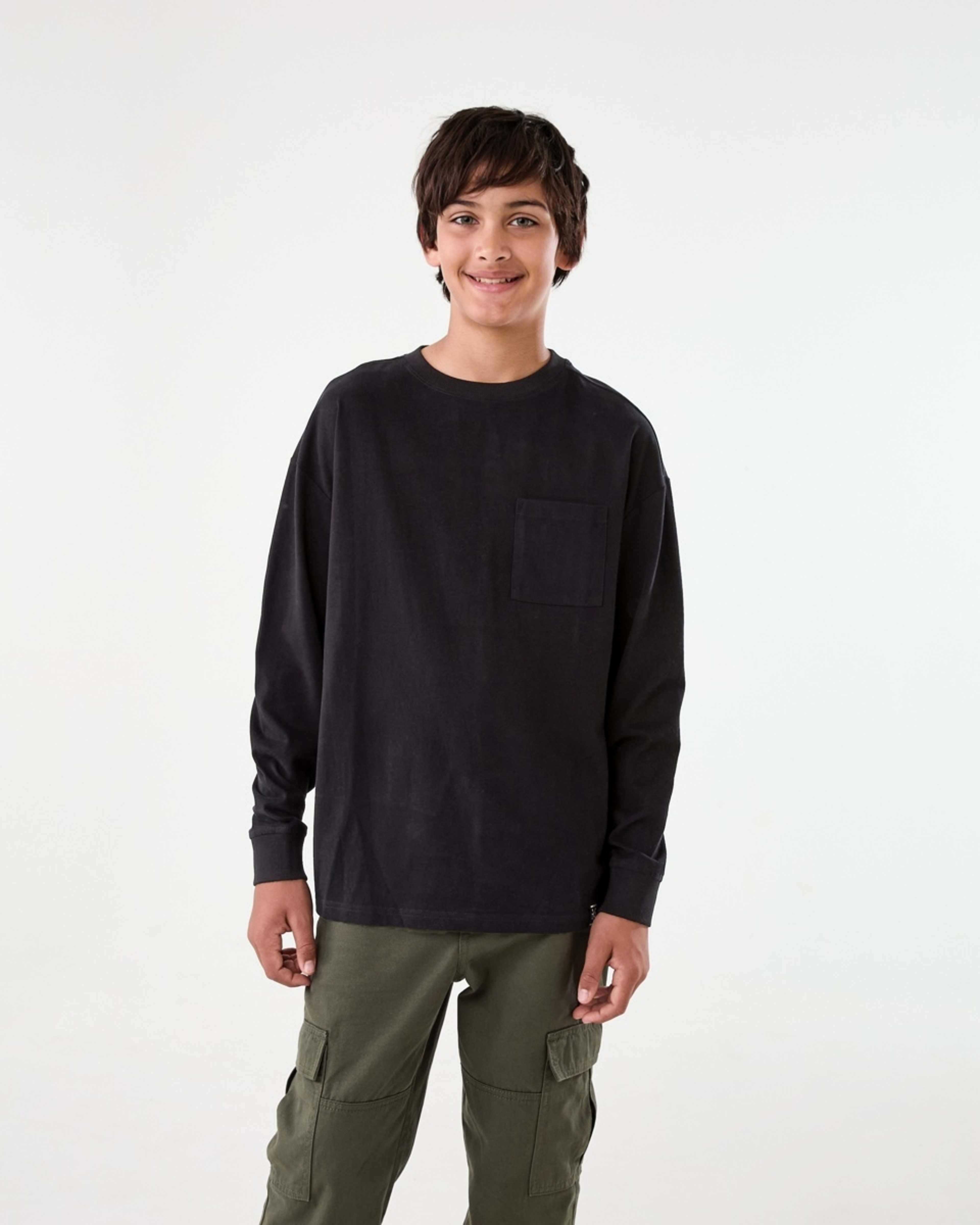 1 Heavyweight Oversized Long Sleeve T-shirt Black