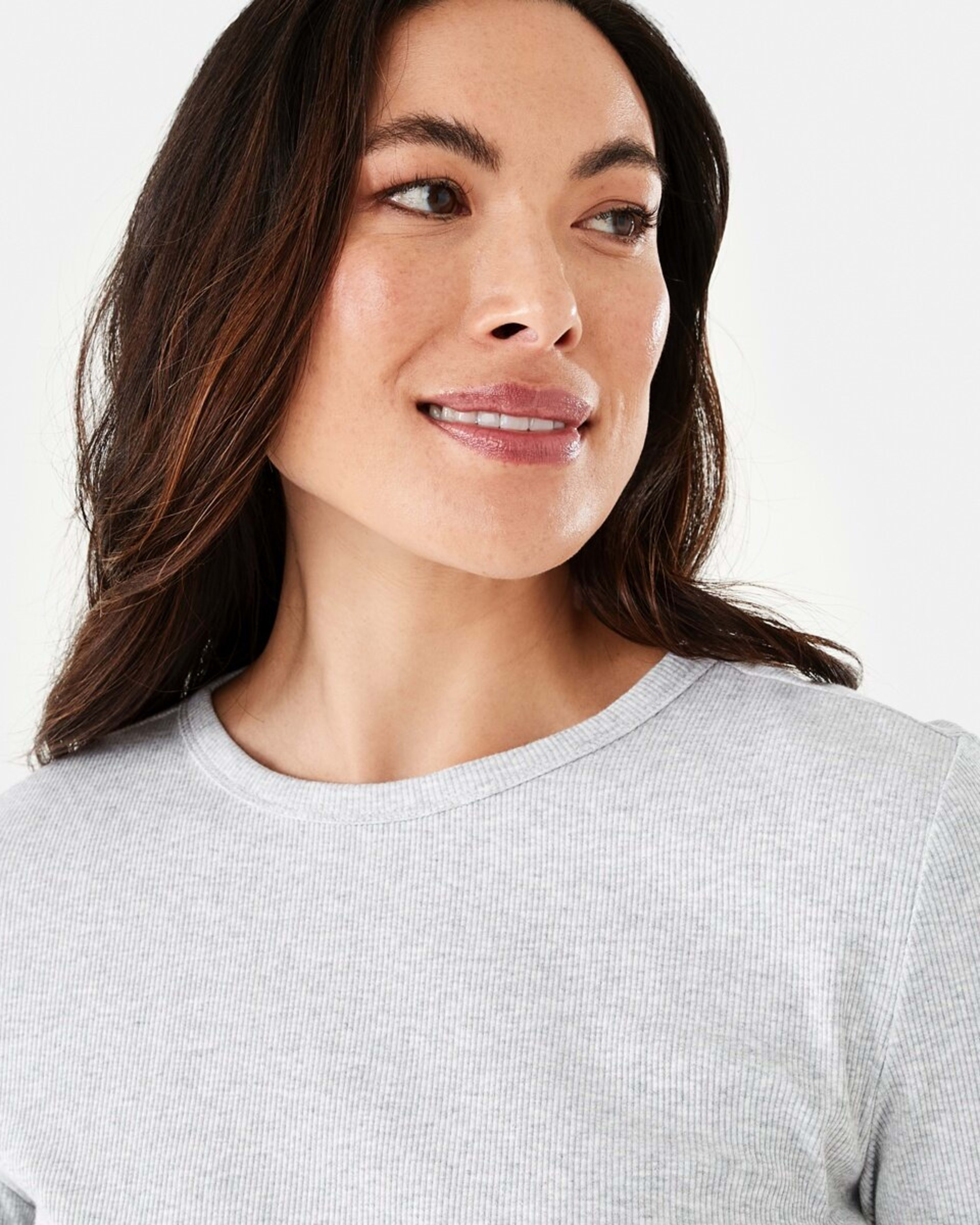 4 Long Sleeve Rib Crew T-shirt Slvr Marle, 4 of 5