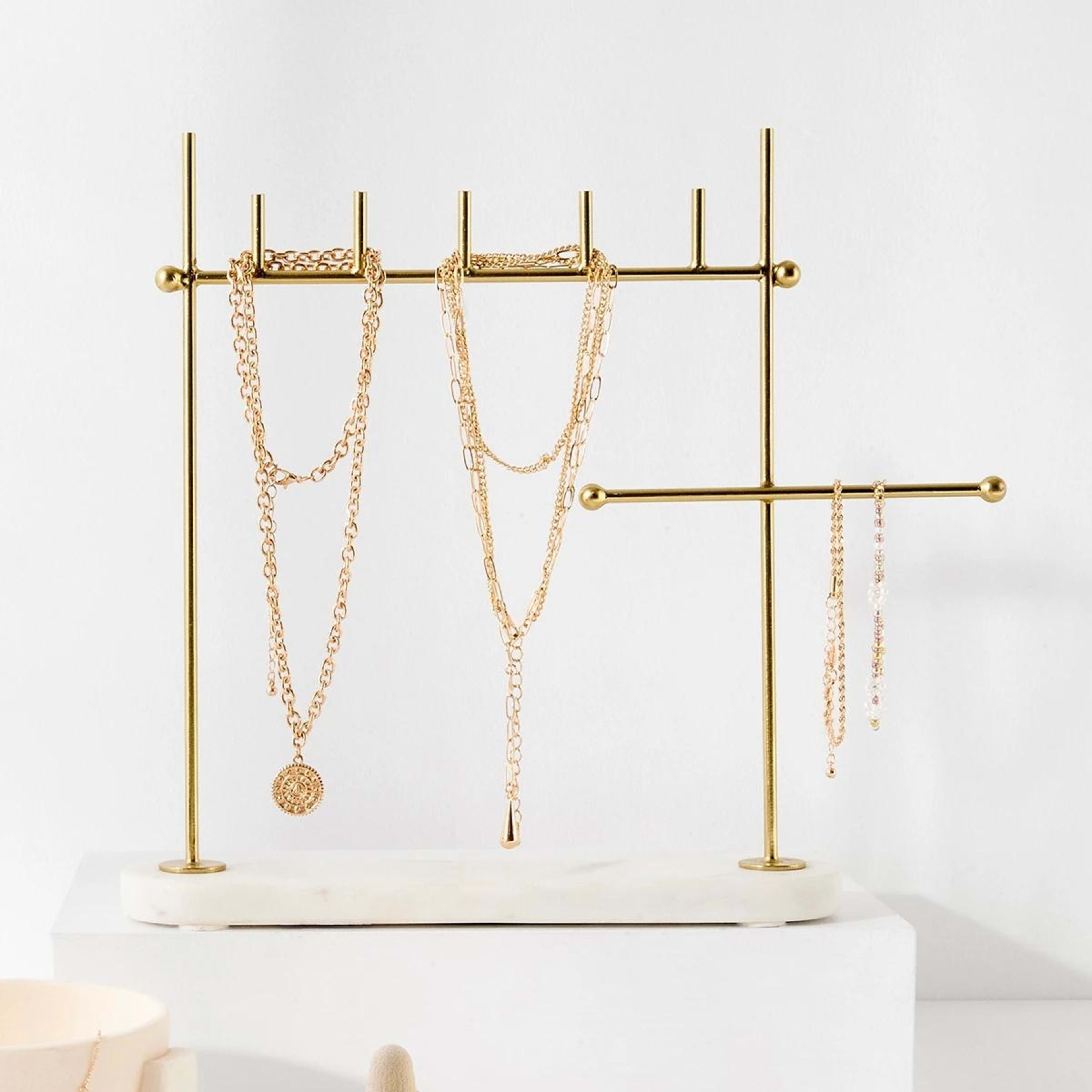 1 Marble Jewellery Stand - Natural and Gold Look, 1 of 5