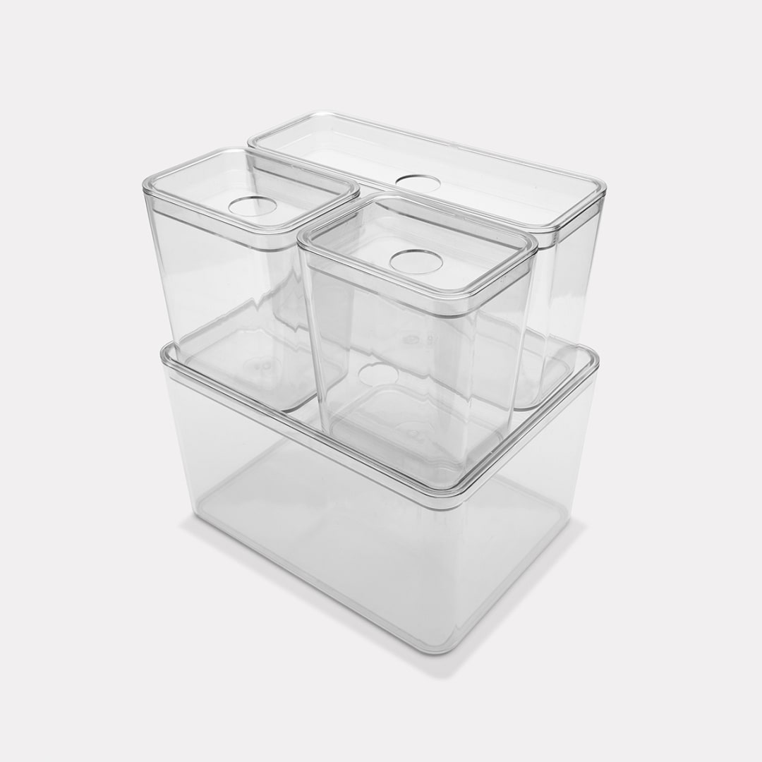 Set of 4 Clear Organisers with Lids - Kmart