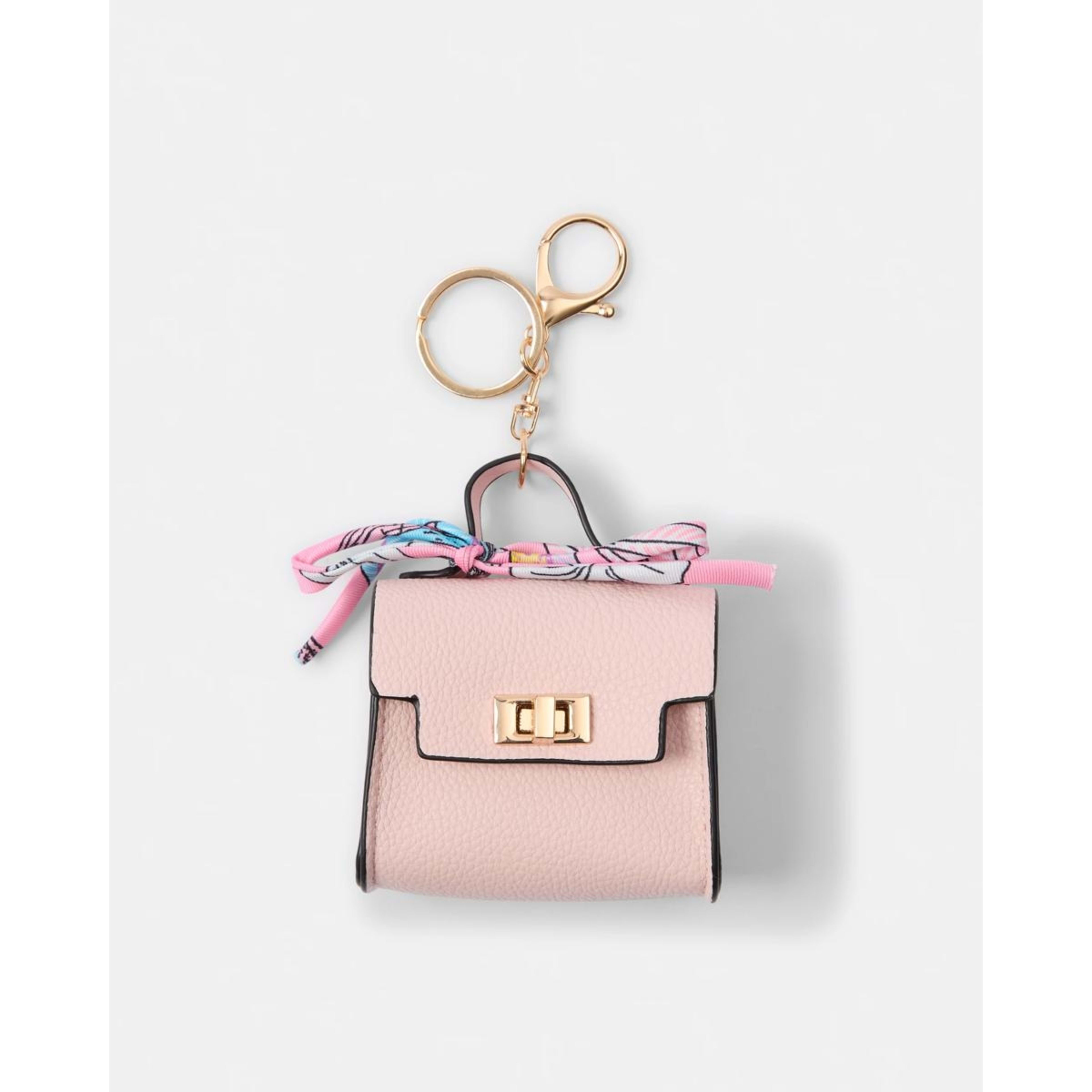 1 Bag Charm Keyring - Pink and Gold Tone, 1 of 3