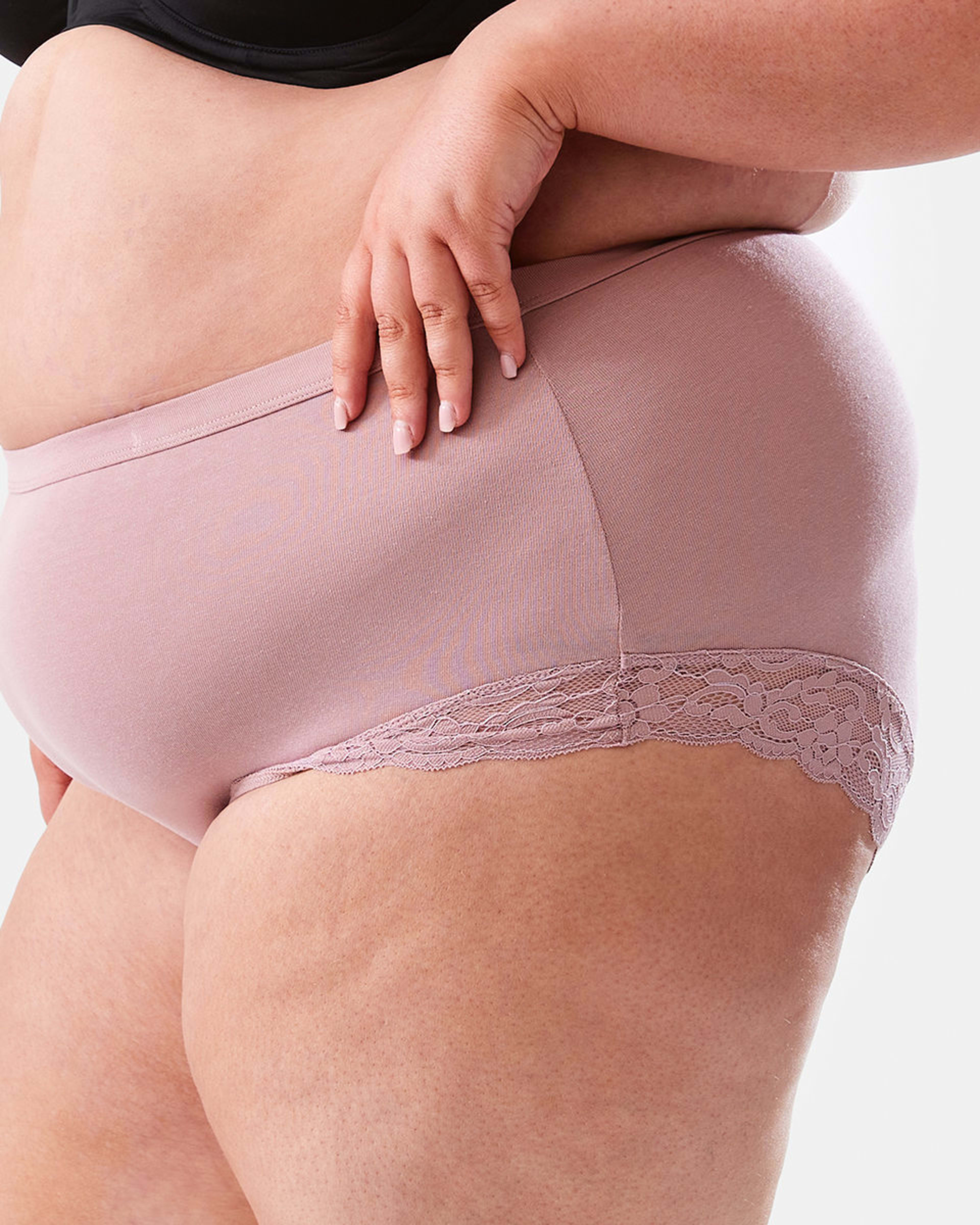 6 3 Pack Cotton Stretch Lace Trim Curve Full Briefs Bk Ow Wr, 6 of 9