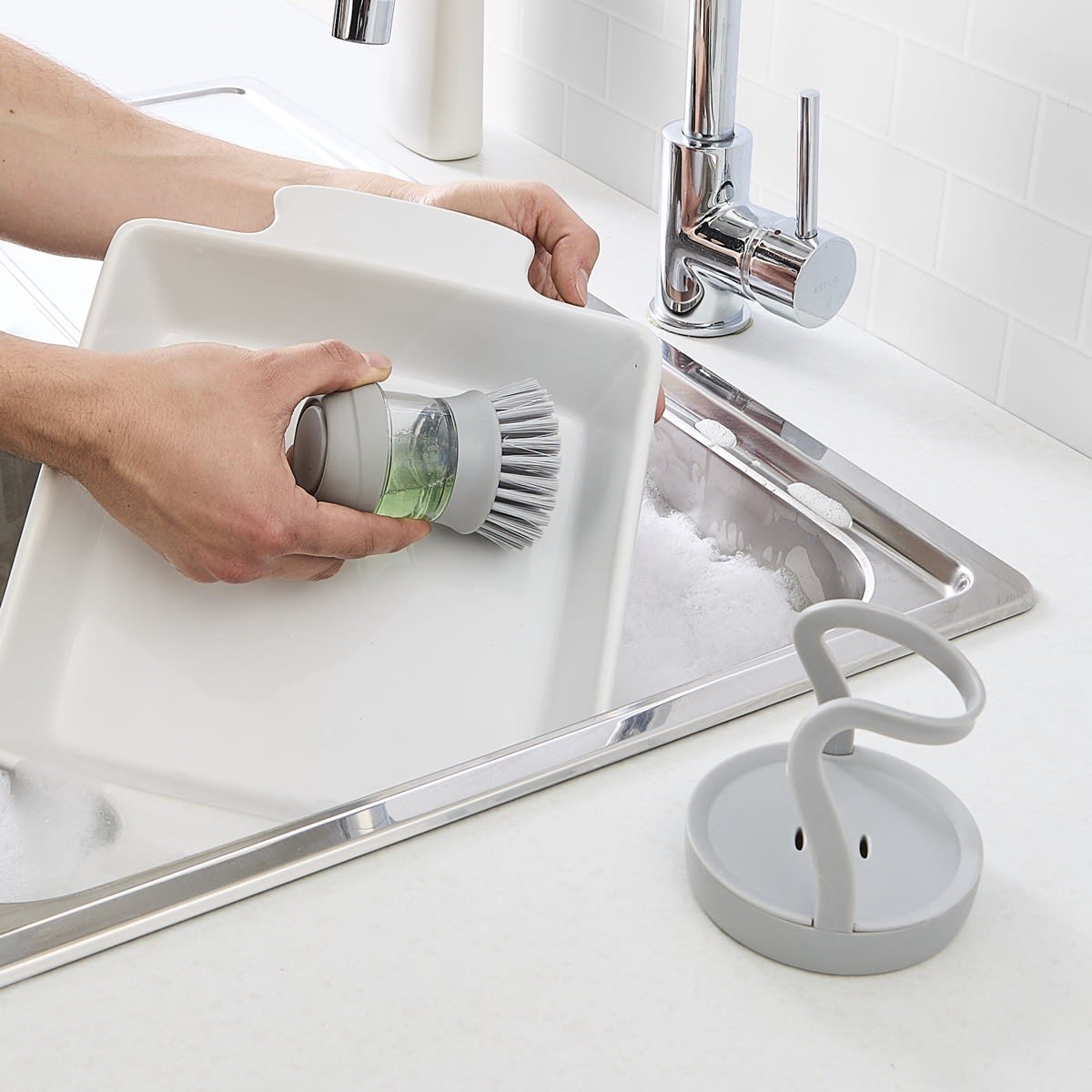 Soap Dispenser Dish Brush with Holder - Kmart NZ