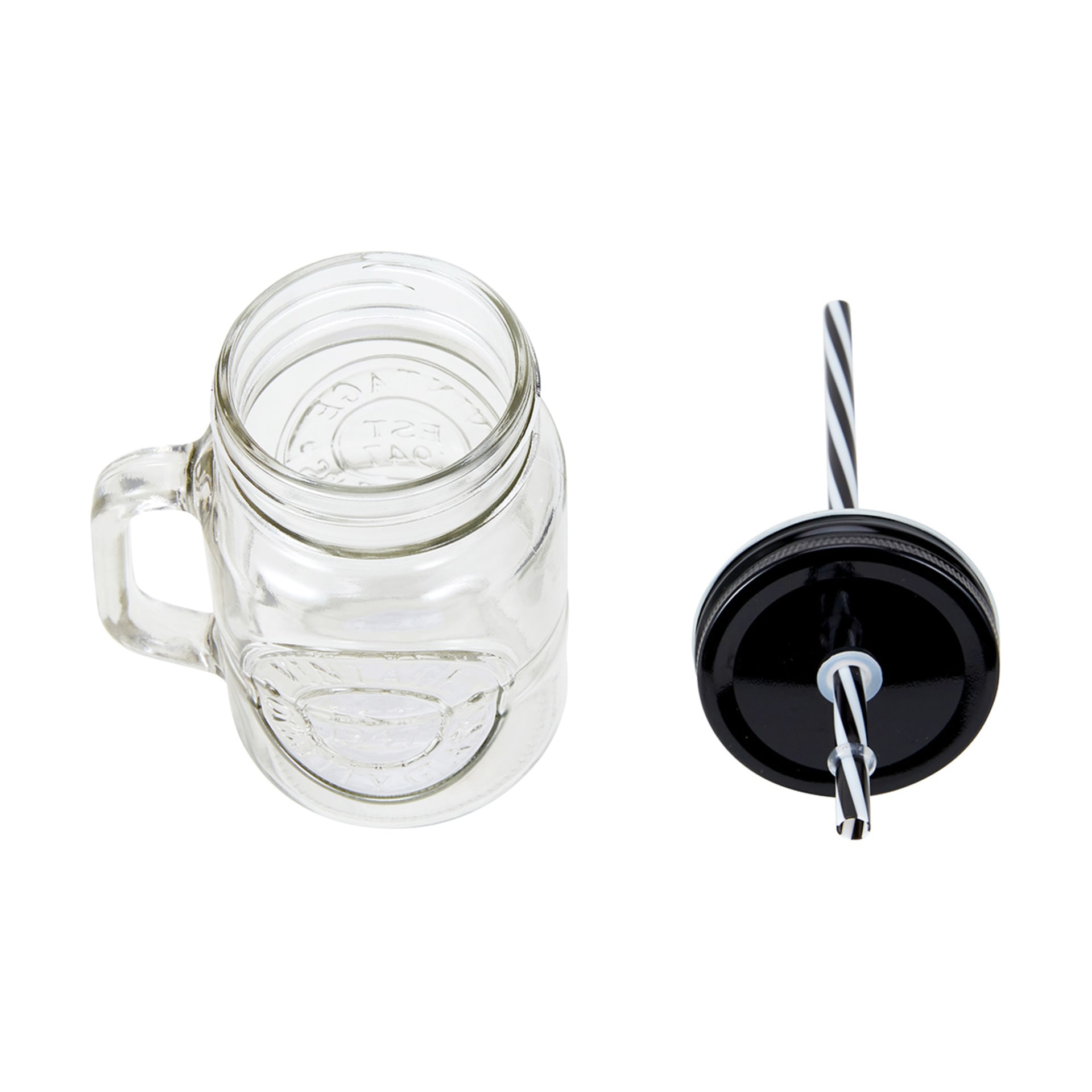 Badge Drink Jar and Straw Kmart