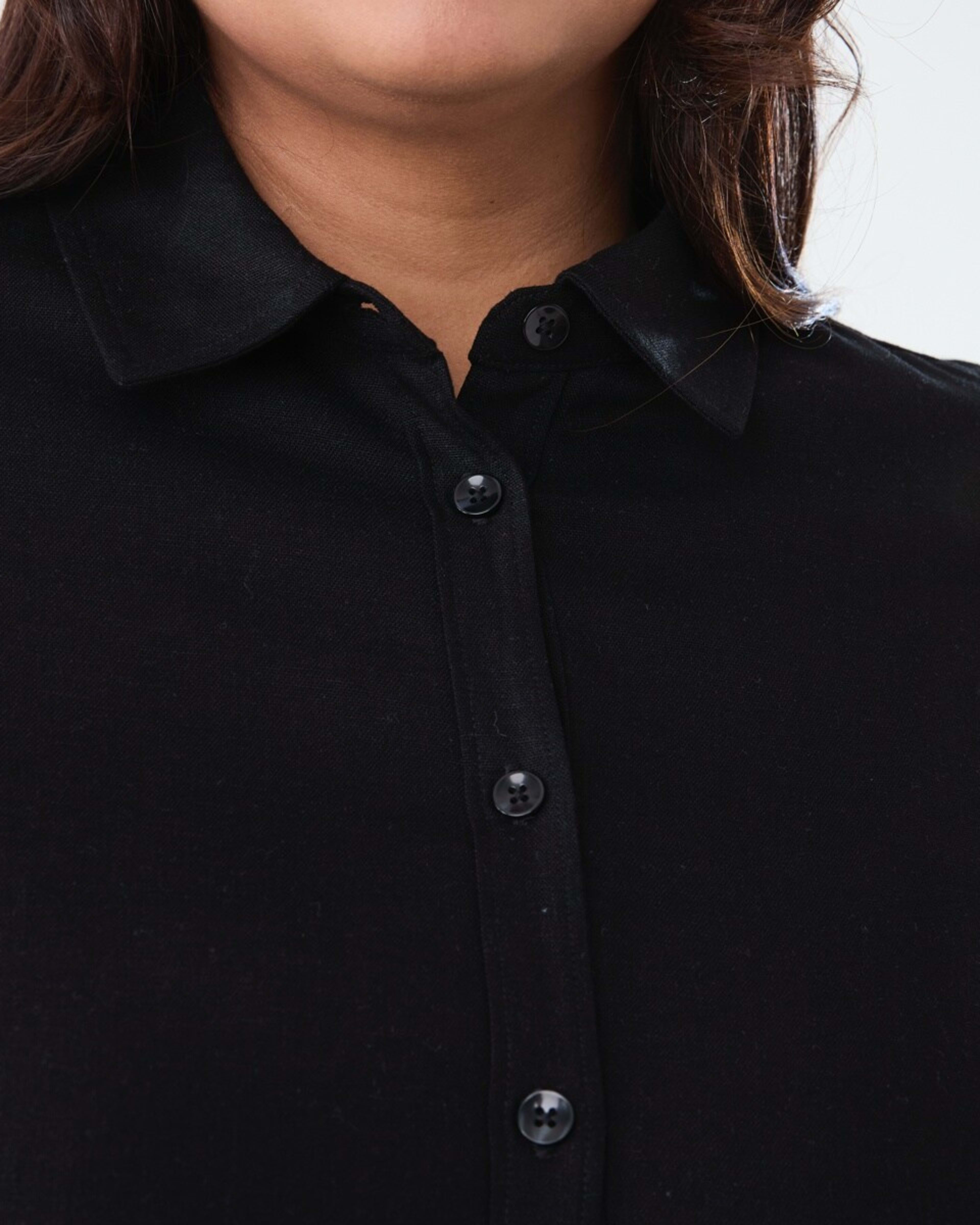 5 Curve Long Sleeve Linen Shirt BLACK, 5 of 6