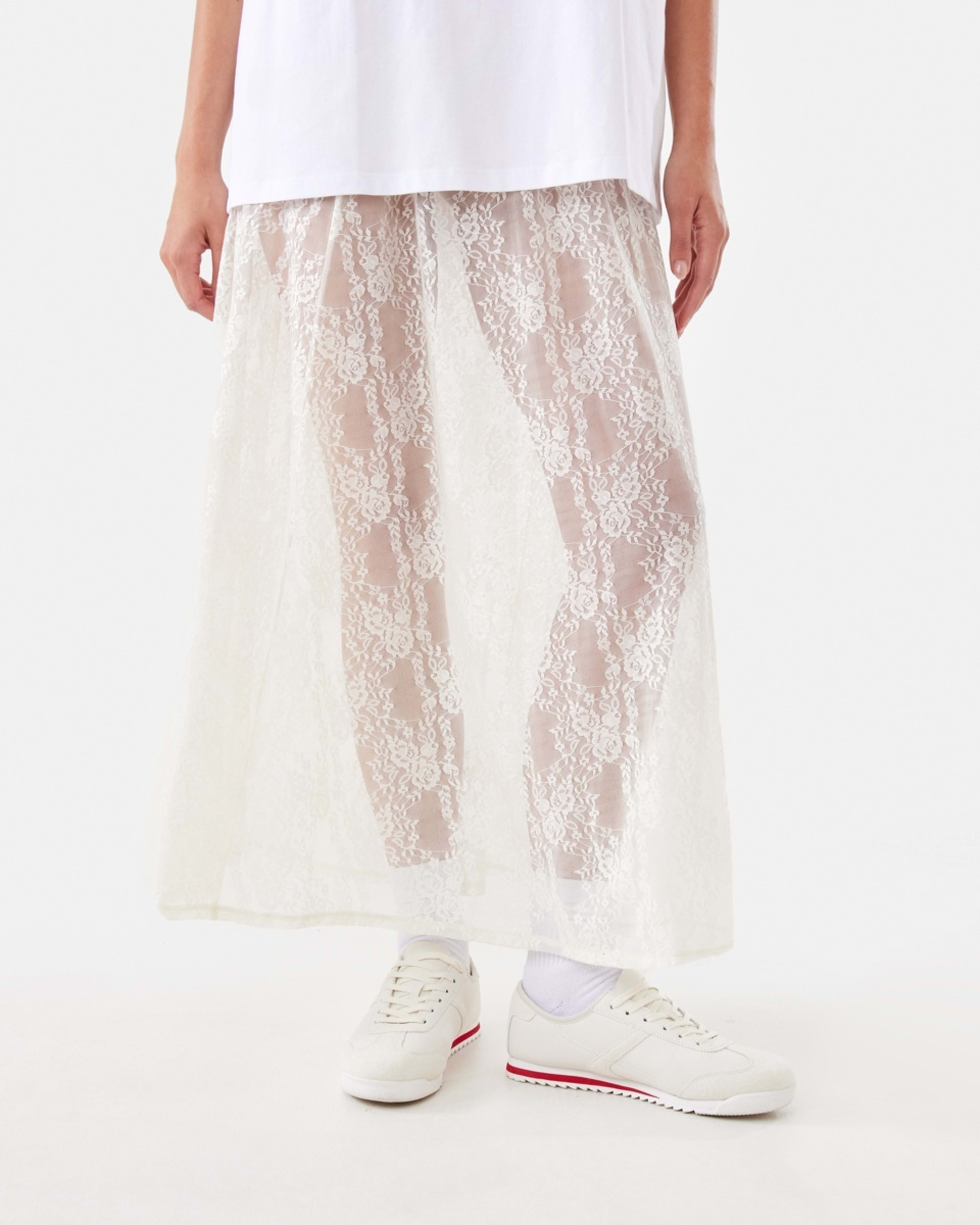 1 Lace Midi Skirt Prtn White, 1 of 8