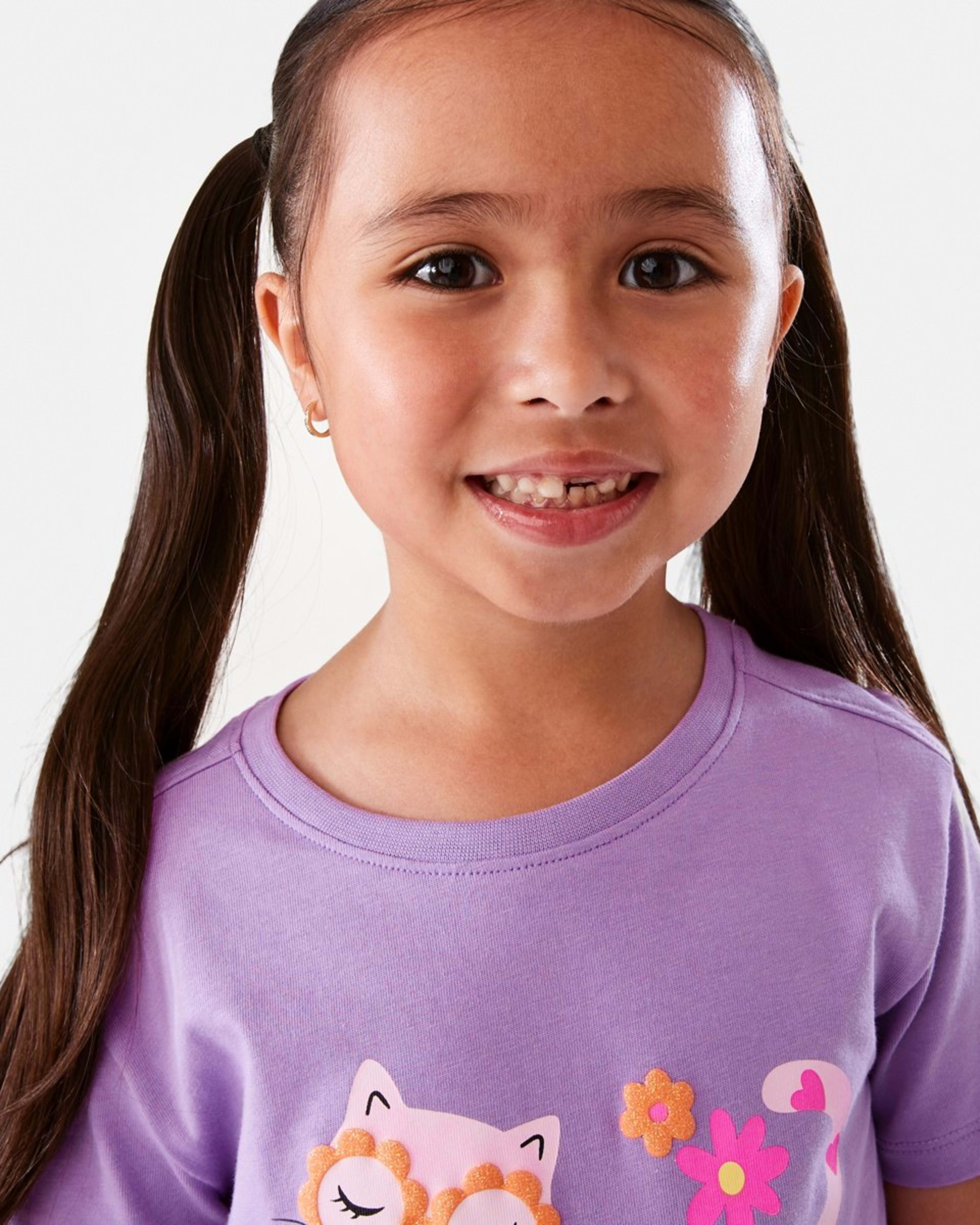 3 Short Sleeve Placement Print T-shirt Prpl Cat, 3 of 8