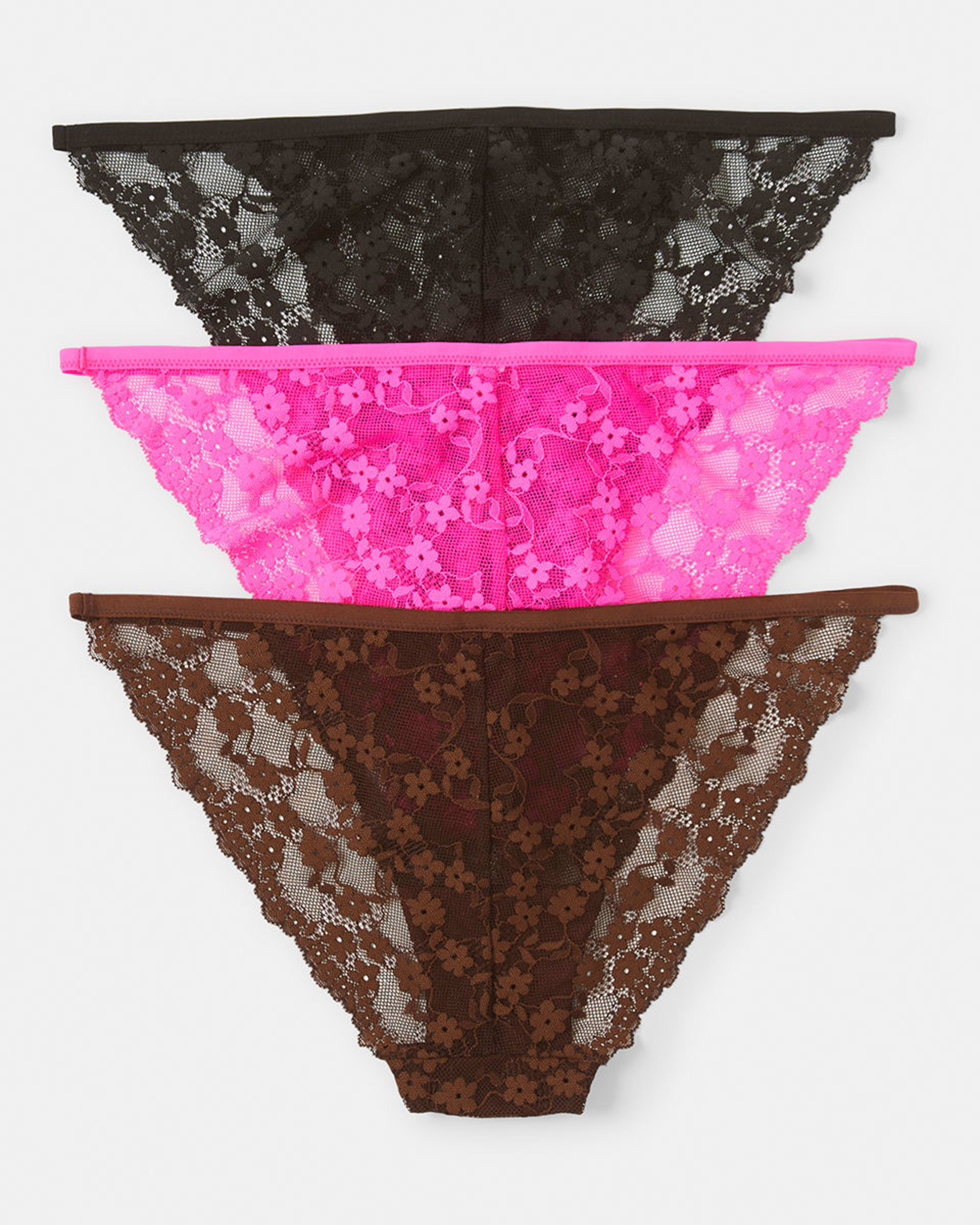 2 3 Pack Lace Bikini Briefs Cf Hp Bk, 2 of 8