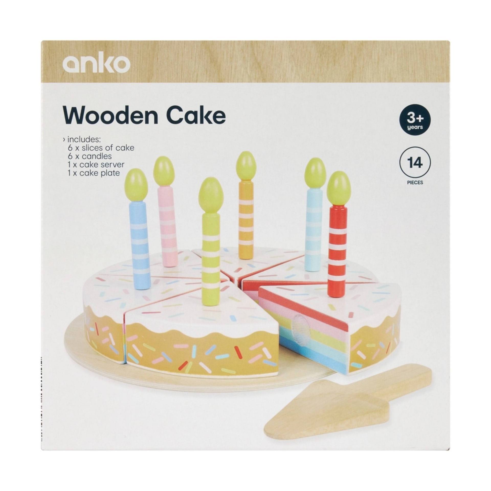 14 Piece Wooden Cake Playset - Kmart