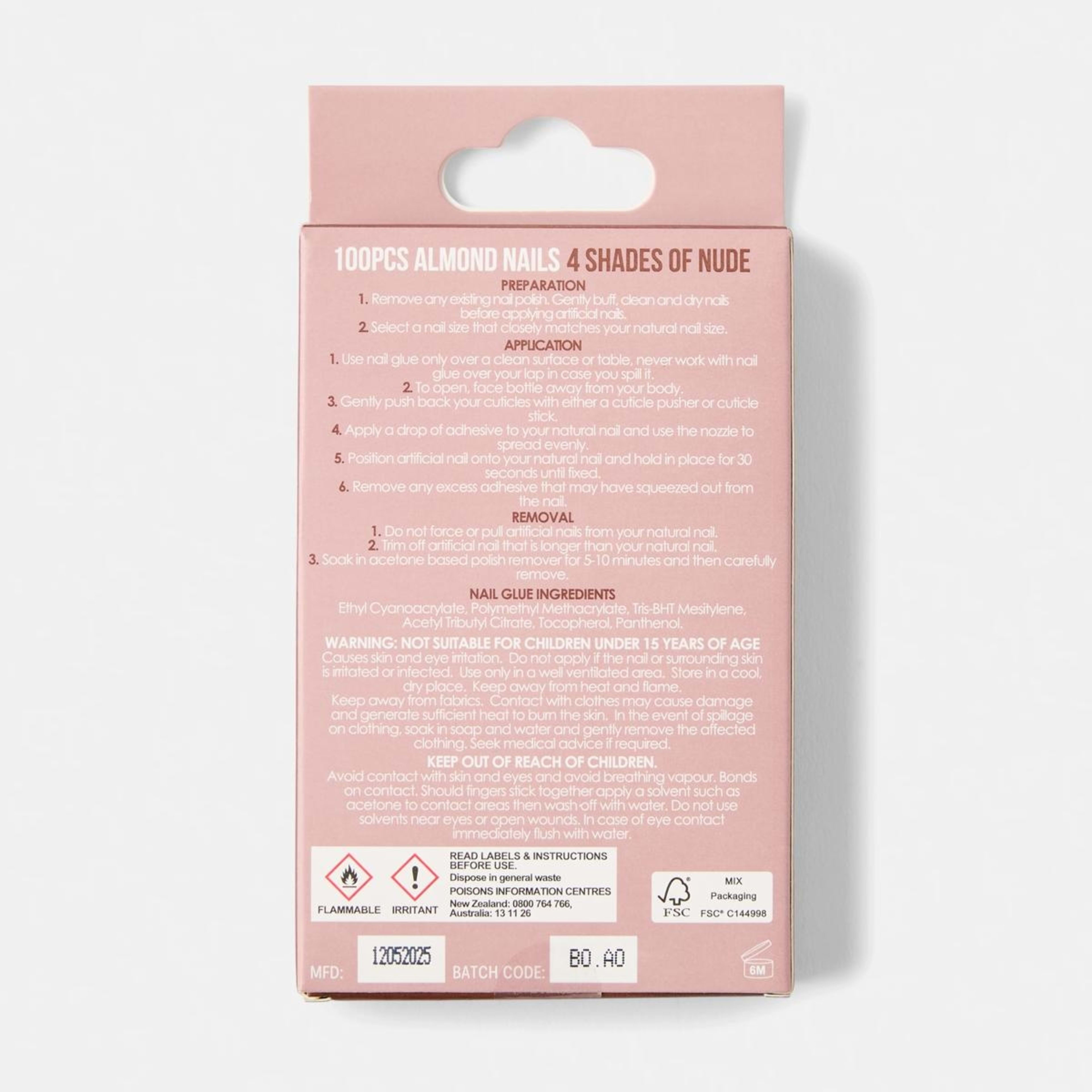 2 OXX Cosmetics 100 Pack Artificial Nails with Adhesive - Almond Shape, Nude, 2 of 5