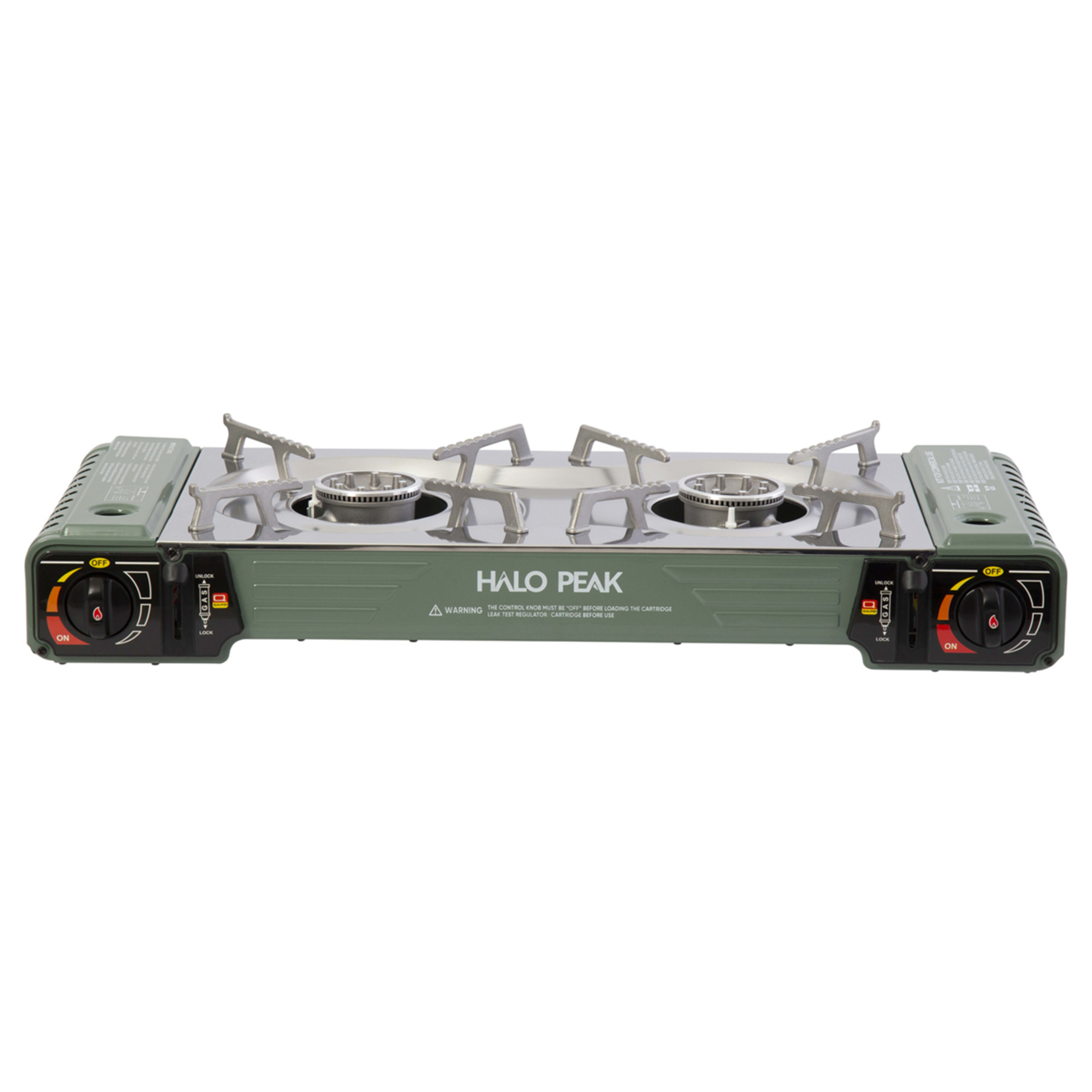 Halo Peak Butane Twin Burner Stove with Hotplate Kmart