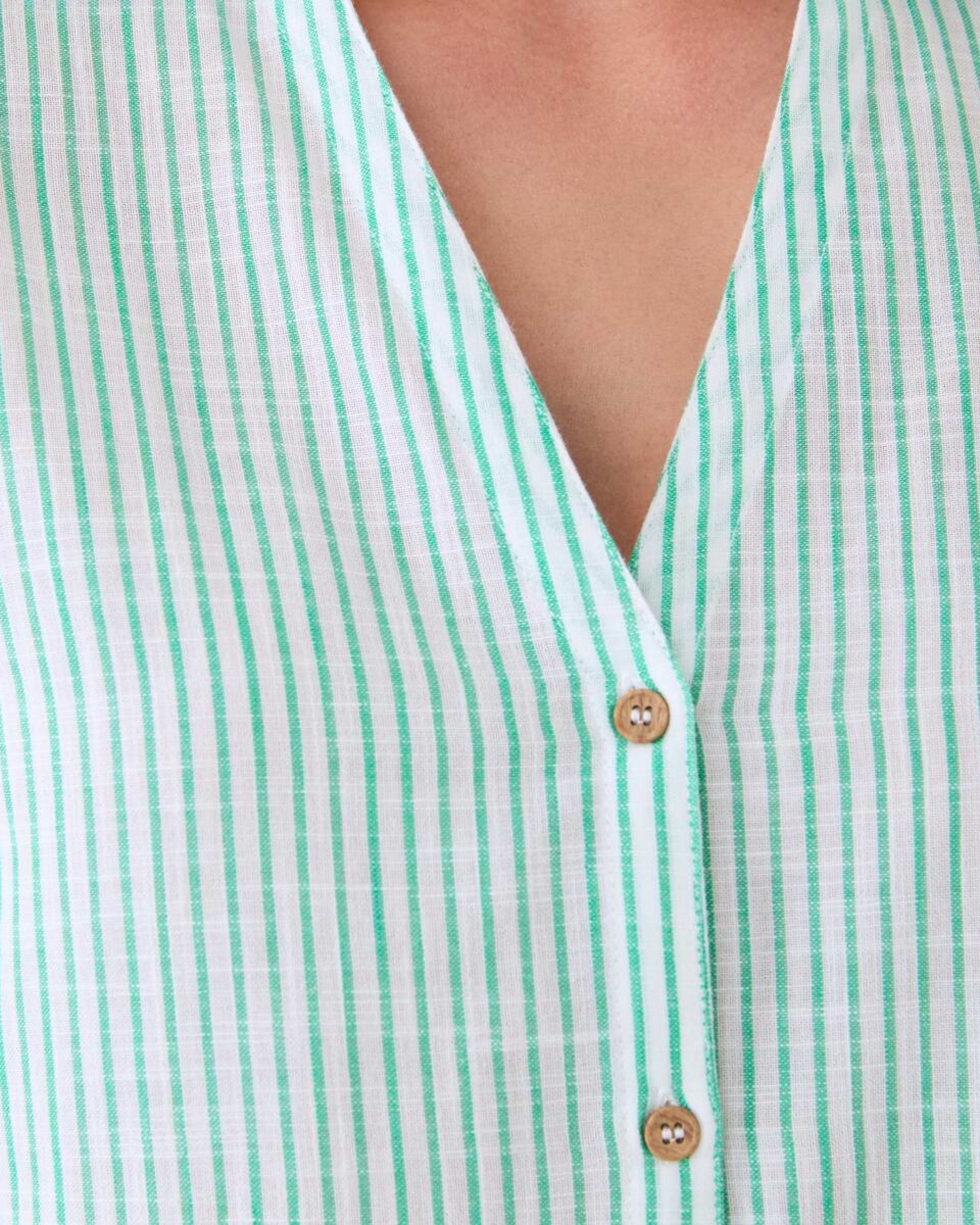 5 Long Sleeve Cotton Slub Stripe Shirt MONO STRIPE GREEN, 5 of 5