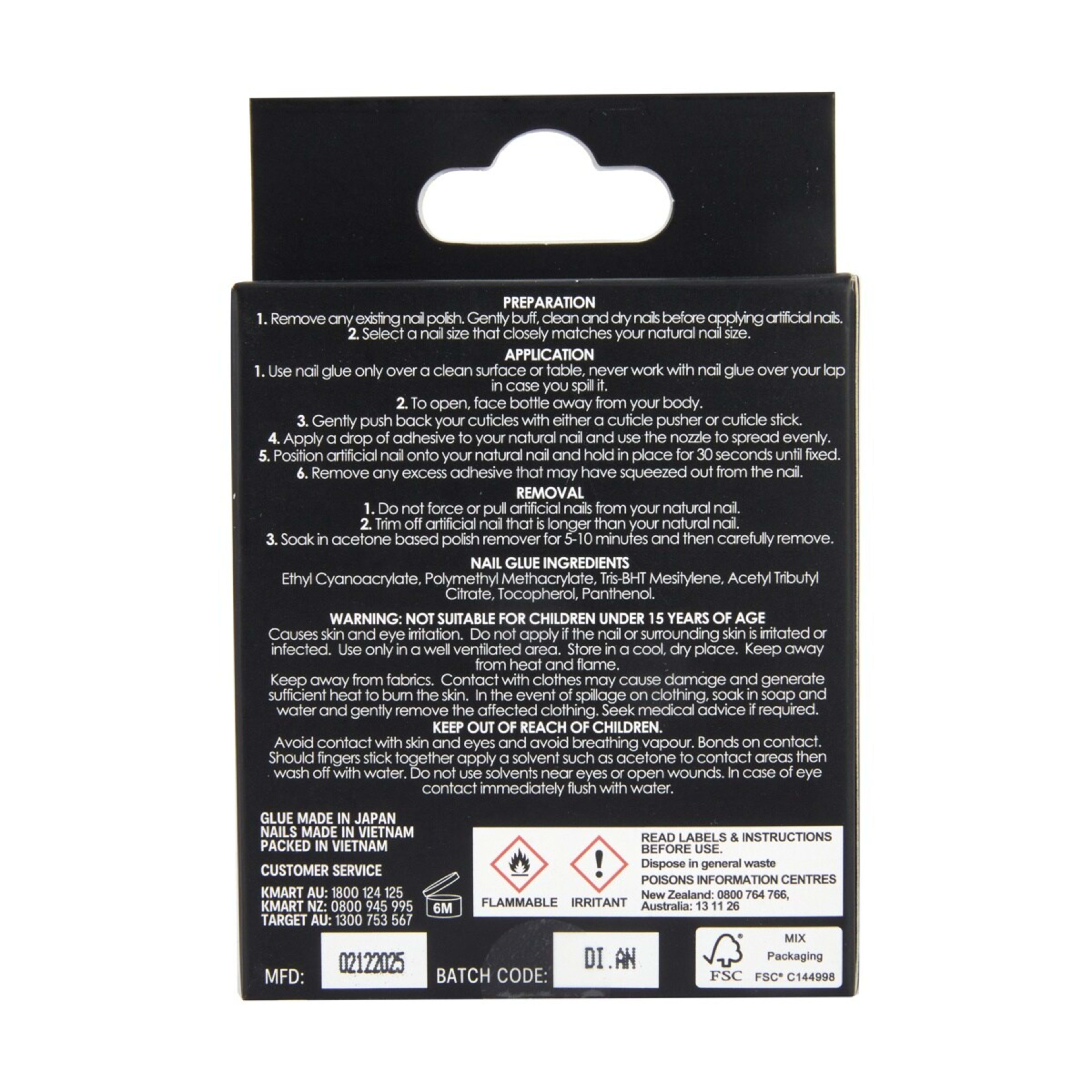 2 OXX Cosmetics 24 Pack Artificial Nails with Adhesive - Coffin Shape, Nude, 2 of 5