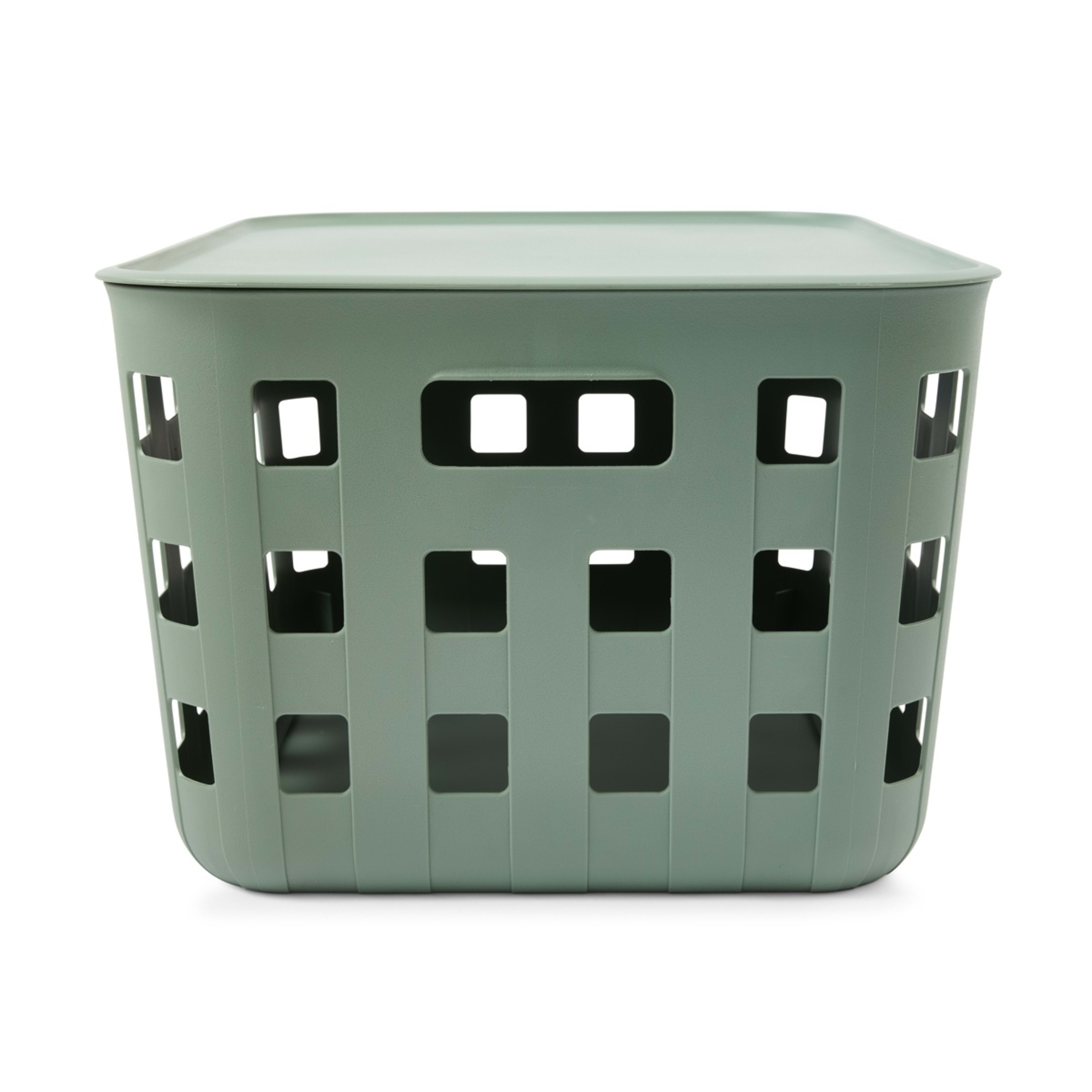 2 28L Rectangle Trellis Basket with Lid - Green, 2 of 9