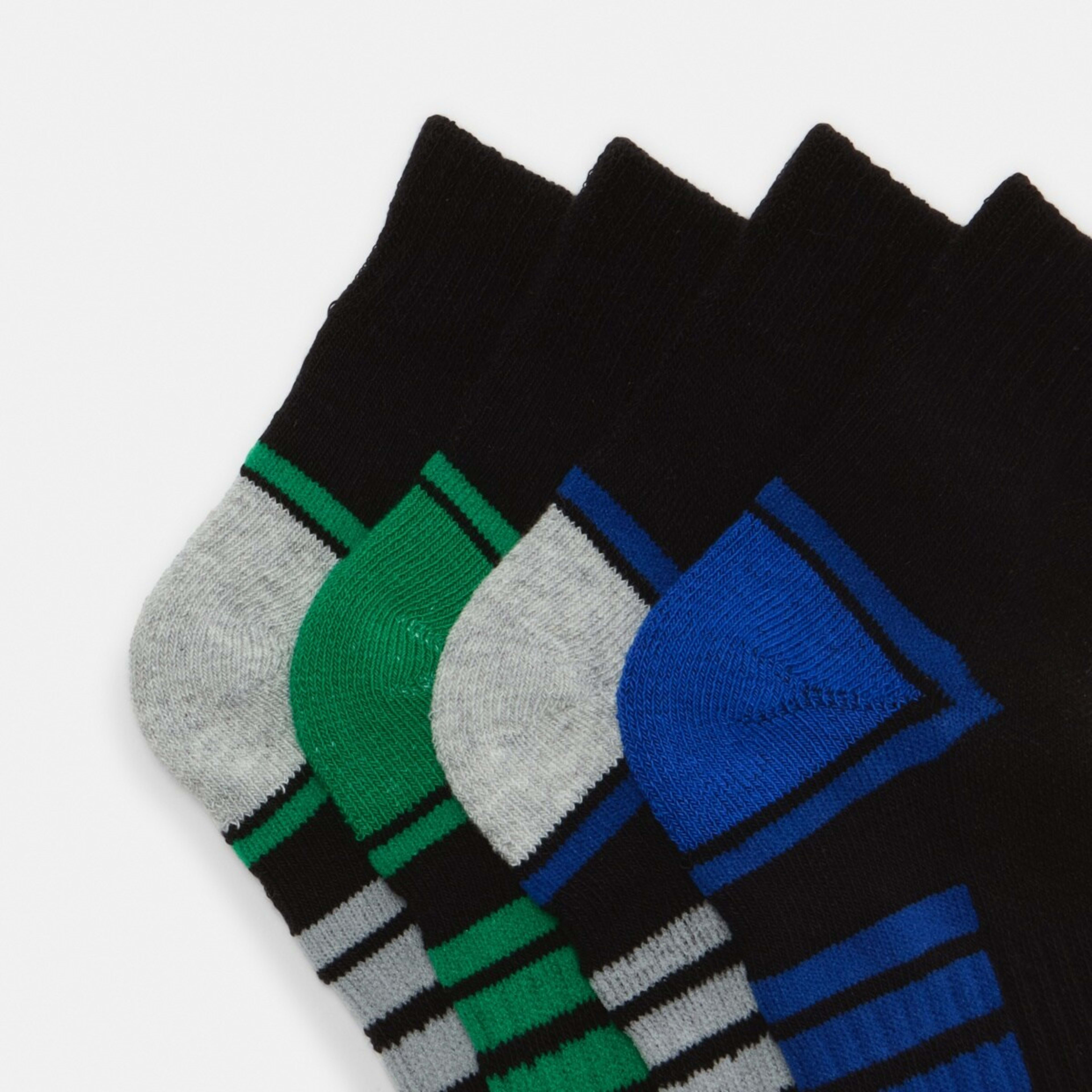 2 4 Pack Active Kids Sports Quarter Crew Socks Blue, Green, 2 of 3