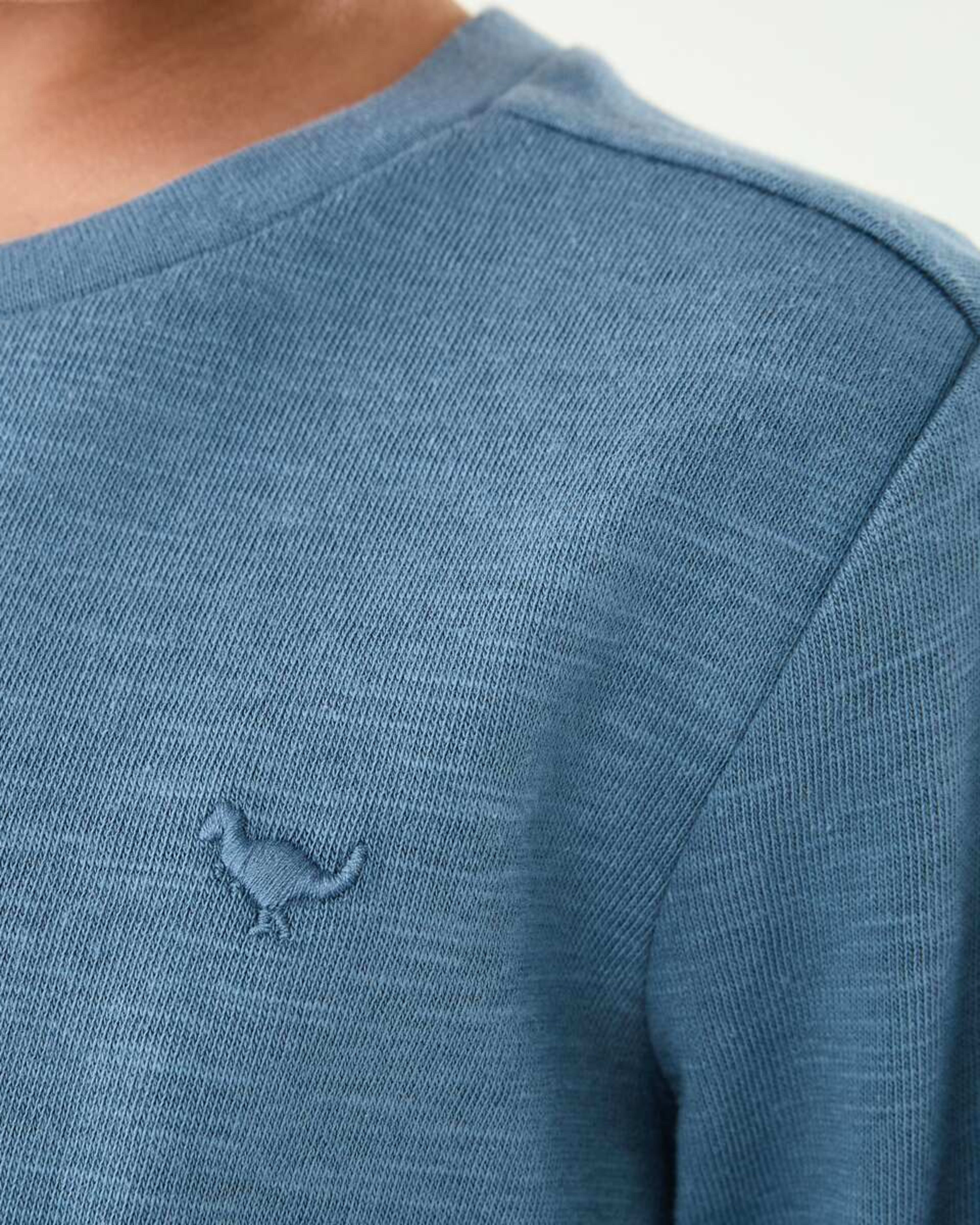 4 Long Sleeve Textured T-shirt Dino Embroidery Blue, 4 of 8