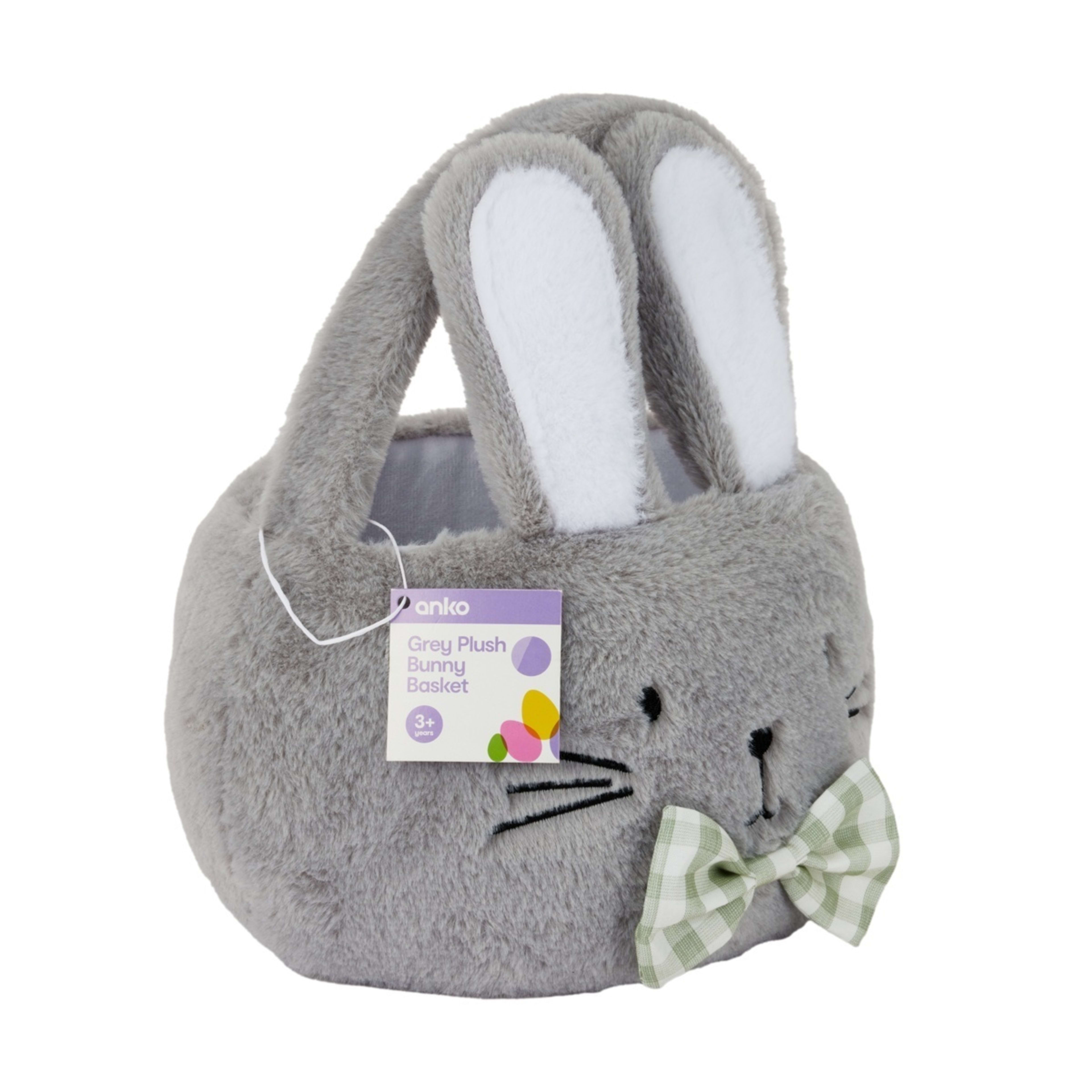 5 Grey Plush Bunny Basket, 5 of 5