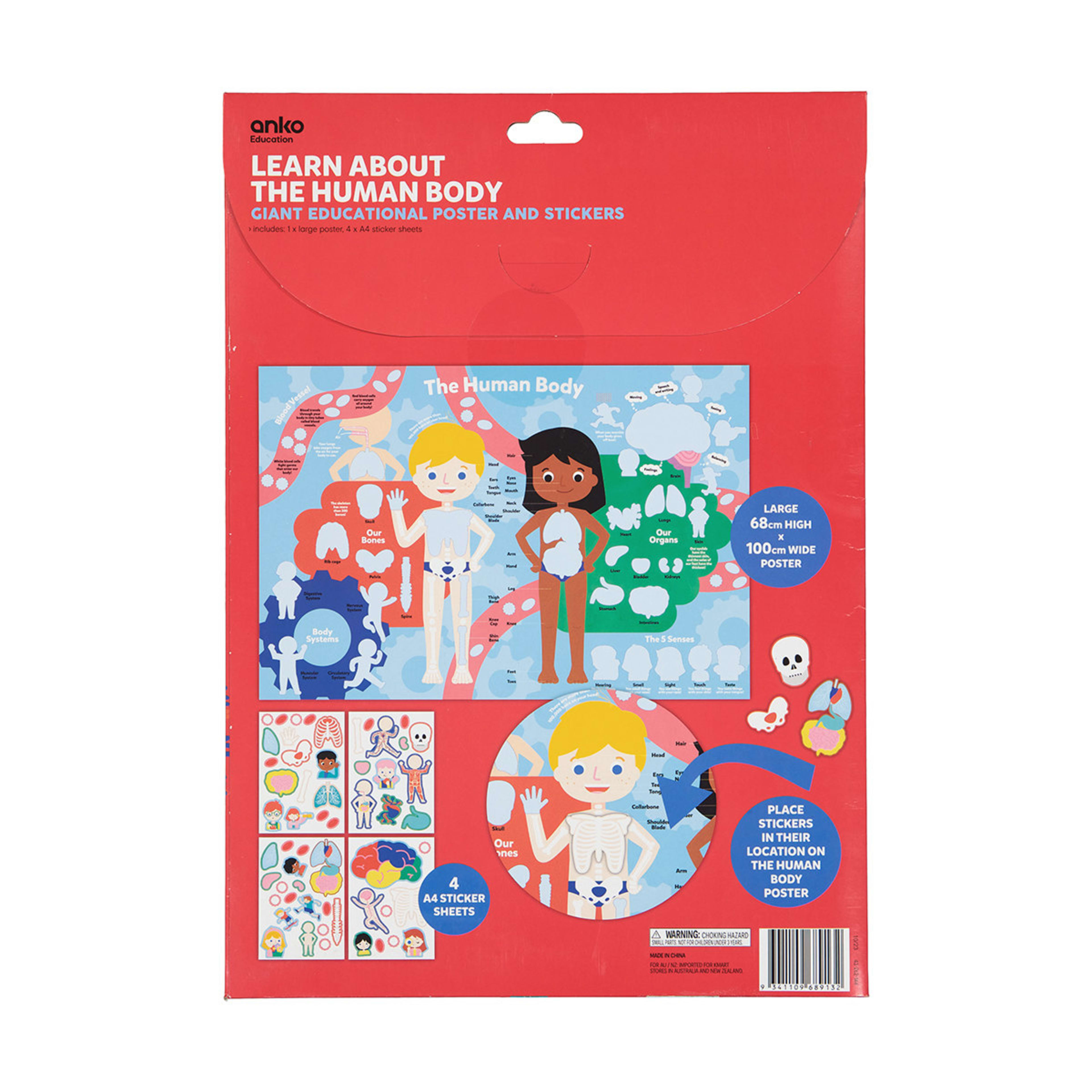 Learn About the Human Body Giant Educational Poster and Stickers Kmart