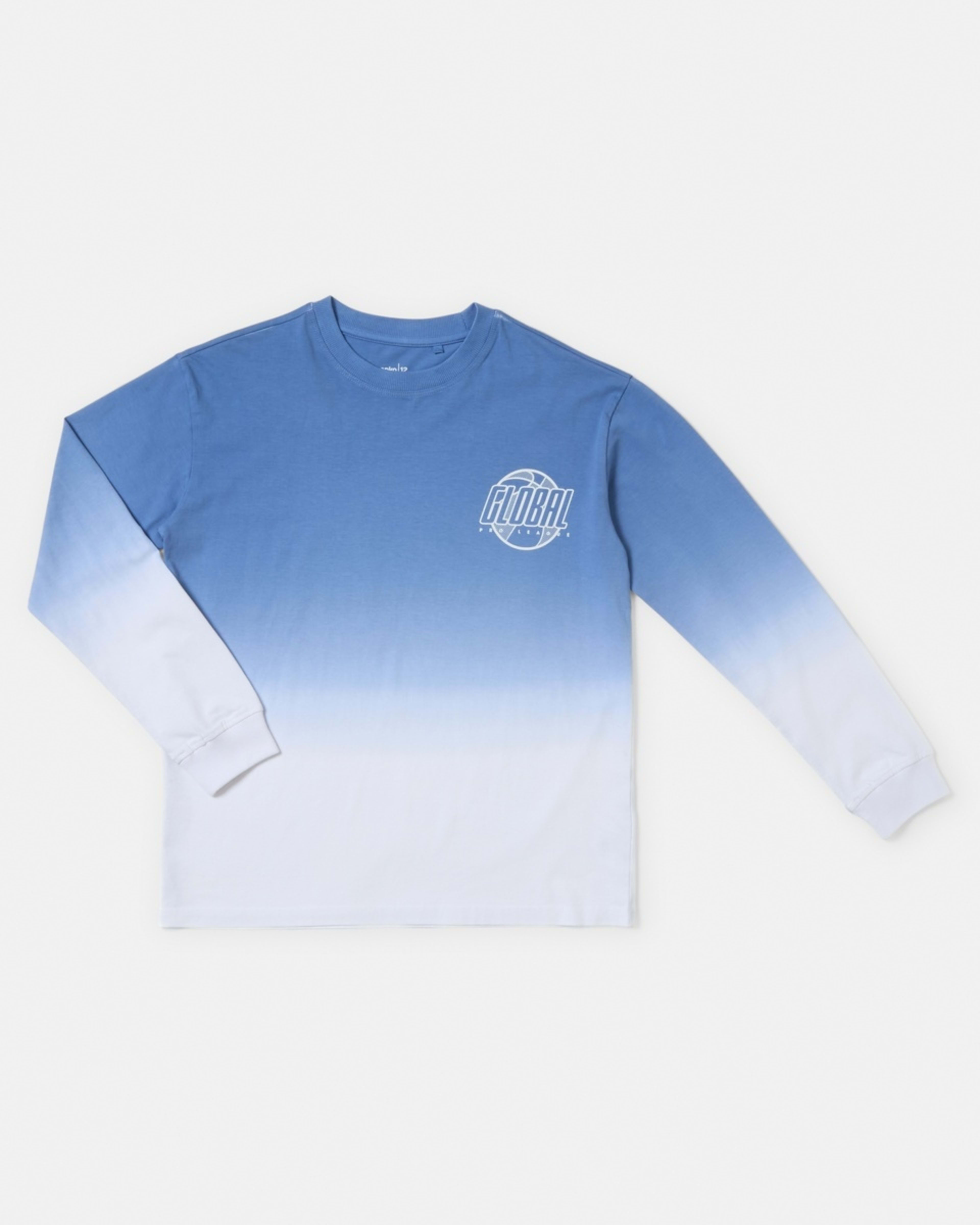 7 Long Sleeve Cuff Skate Print T-shirt Ombre Steely Blue, 7 of 8