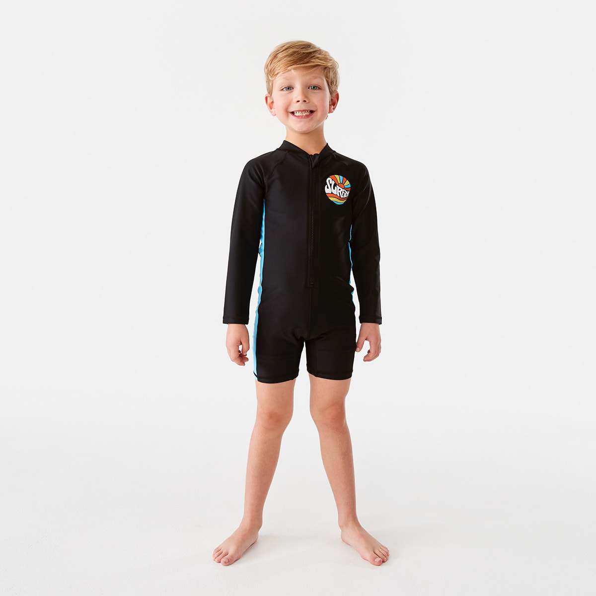 Long Sleeve Colour Block Swimsuit Kmart