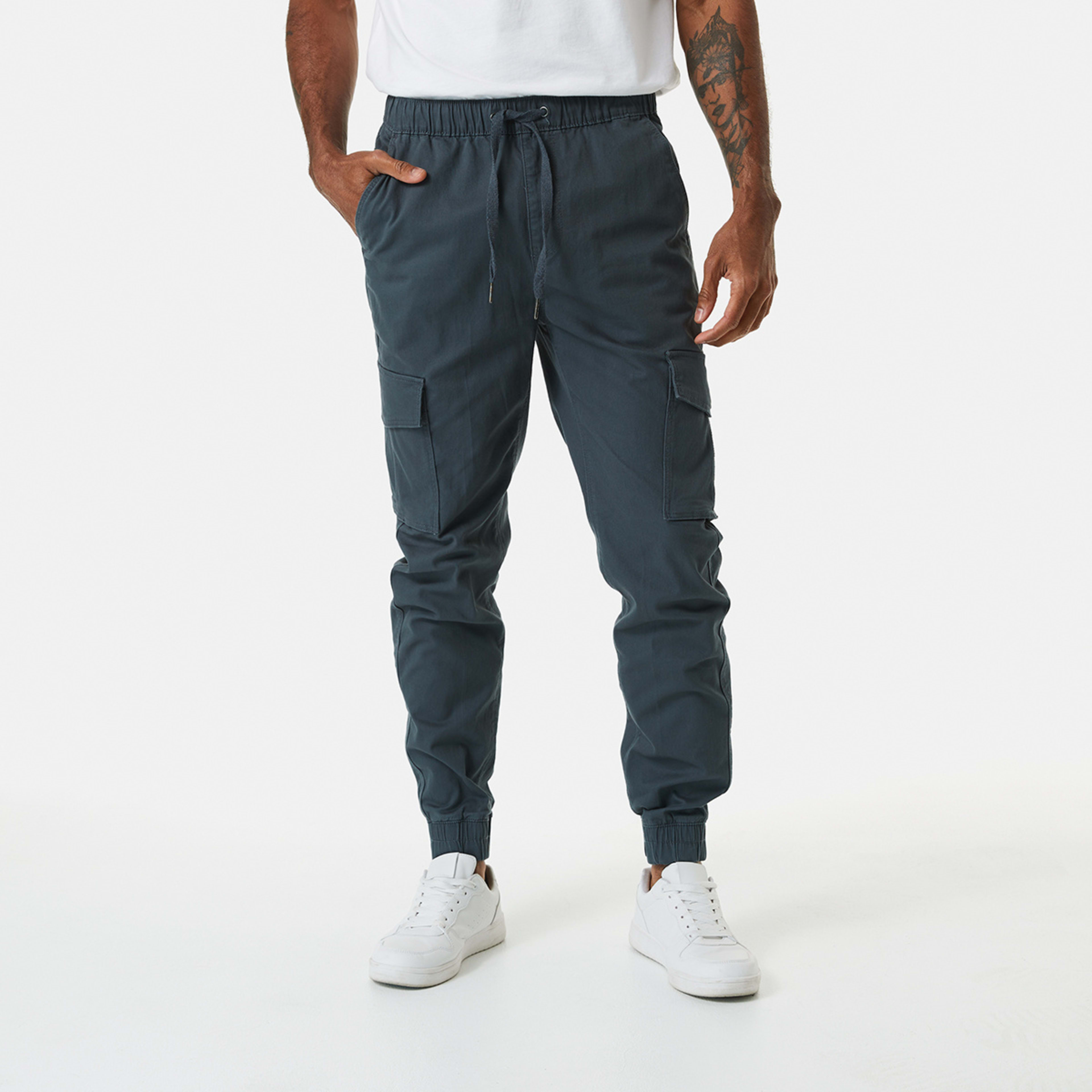 Elastic Waist and Cuffed Cargo Pants Kmart