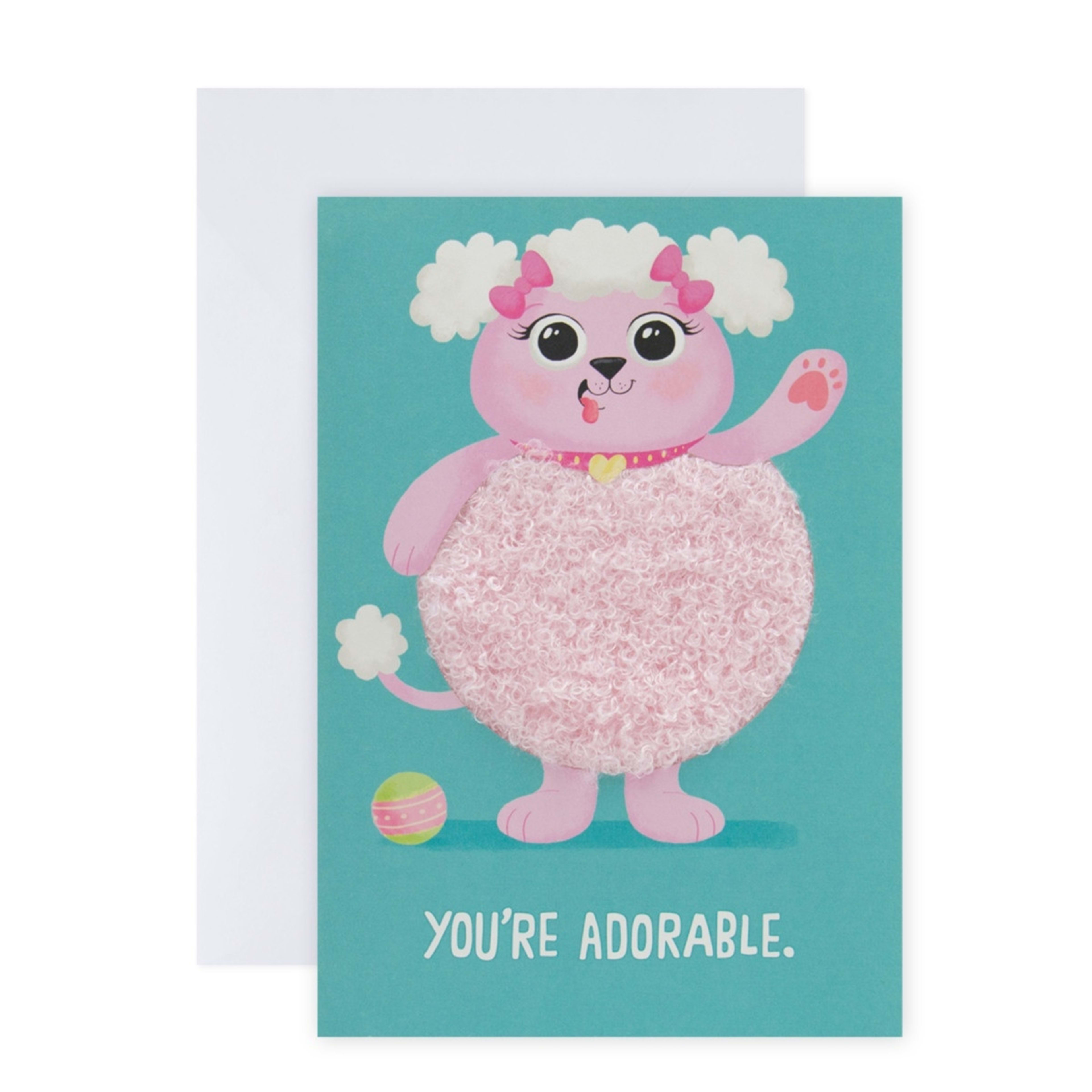 1 Hallmark Fuzzy Belly Poodle Birthday Card - Adorable and Lovable, 1 of 3