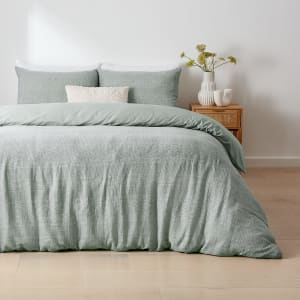 Isla Cotton Quilt Cover Set - Queen Bed, Green and White