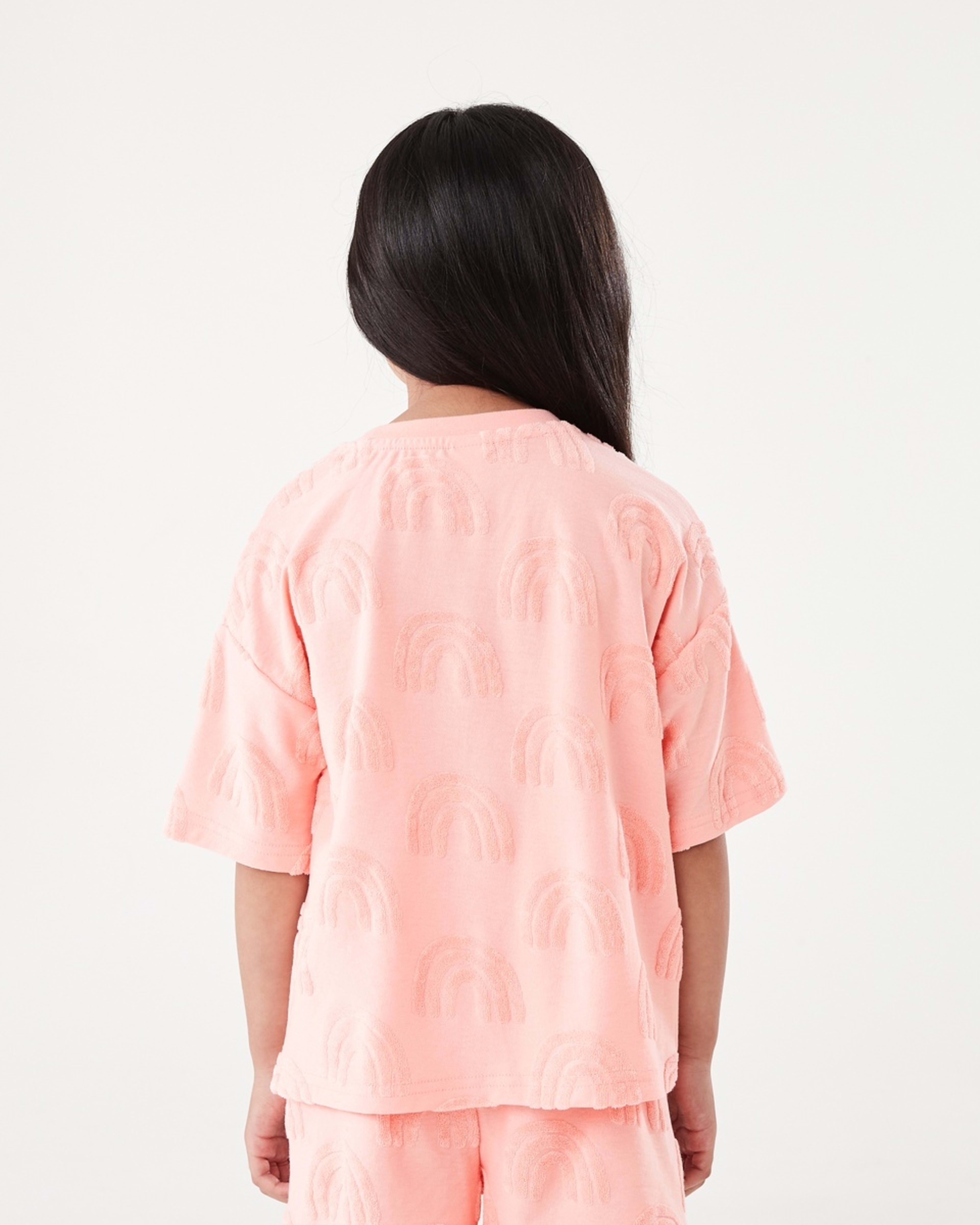 2 Short Sleeve Texture T-shirt Rainbow Terry Apricot Blush, 2 of 9