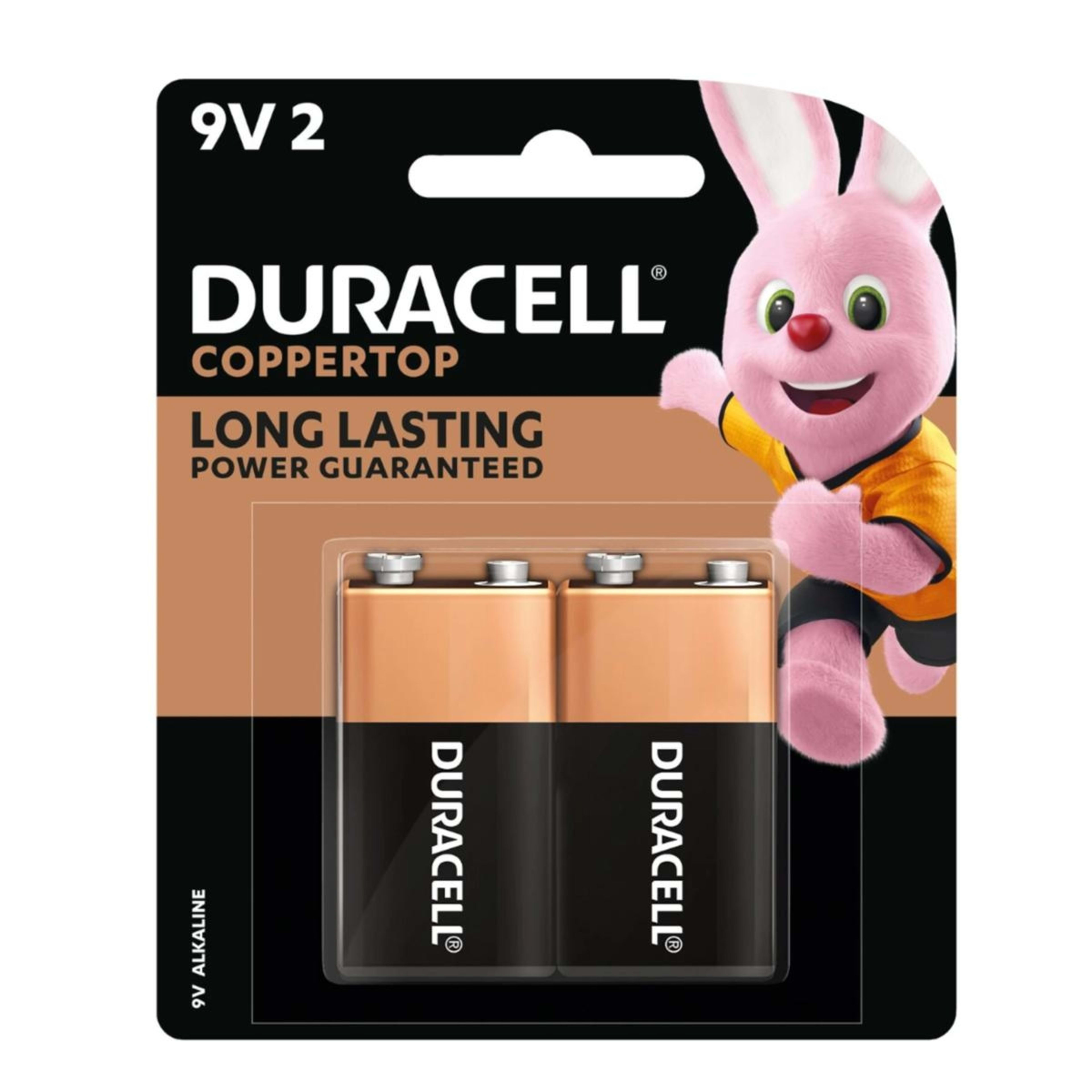 1 Duracell Coppertop 9V 2 Pack Batteries