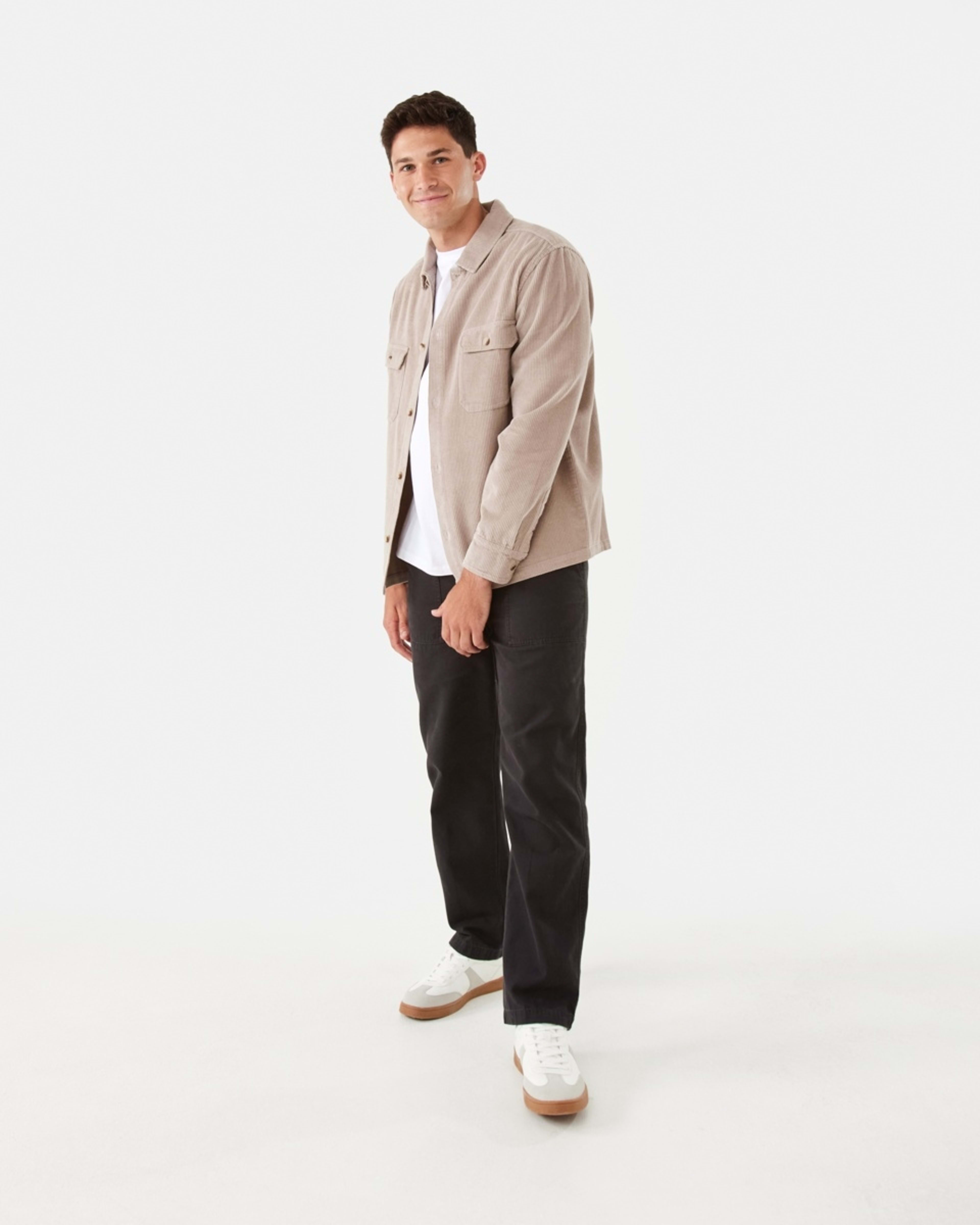 3 Long Sleeve Corduroy Overshirt String Beige, 3 of 8