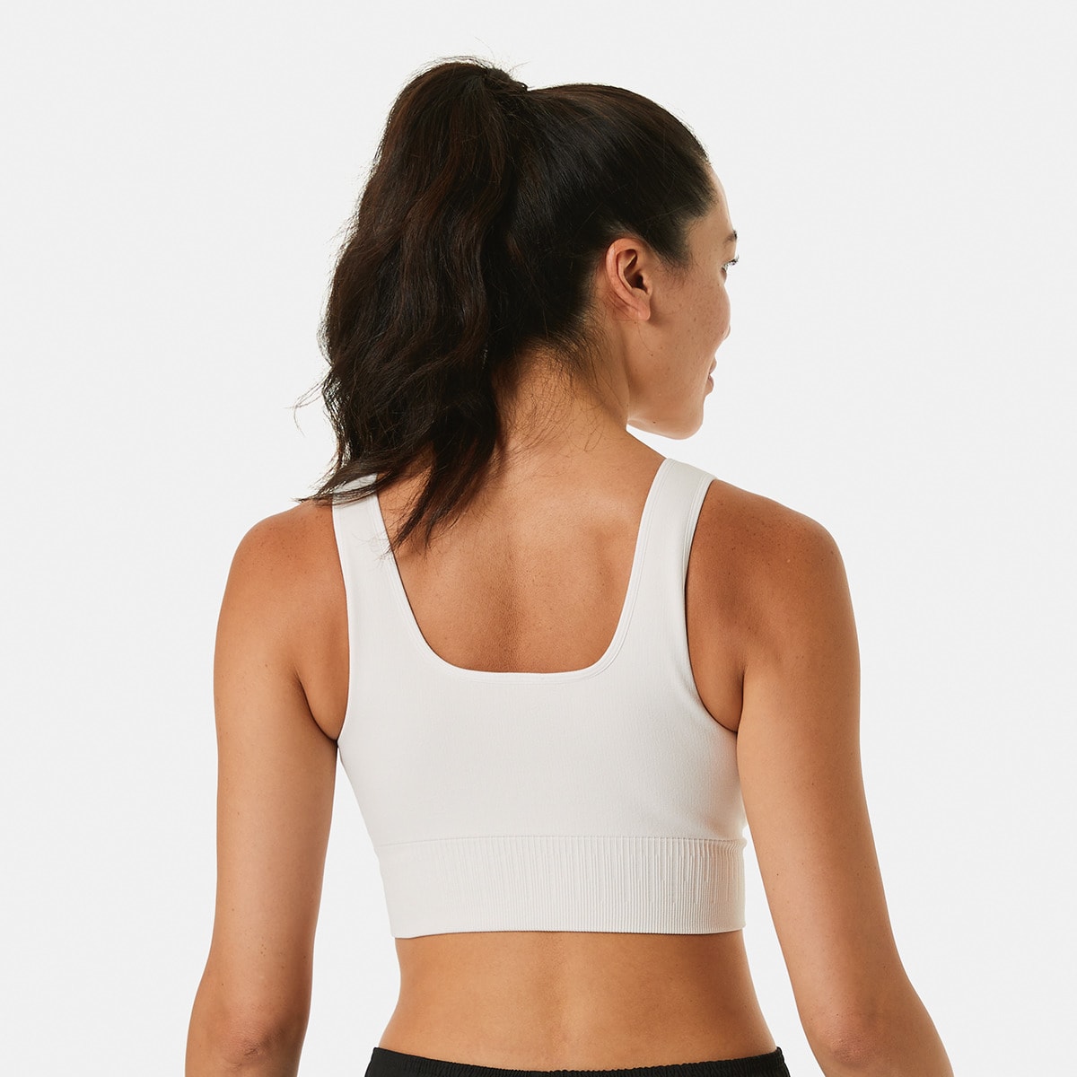 Active Womens Medium Impact Seamfree Square Neck Crop Top Kmart