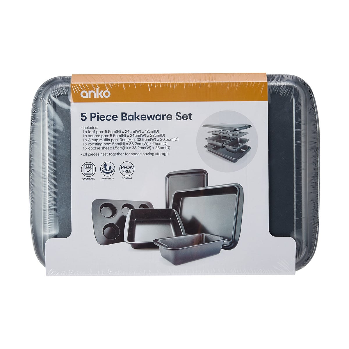 5 Piece Bakeware Set Grey Kmart NZ