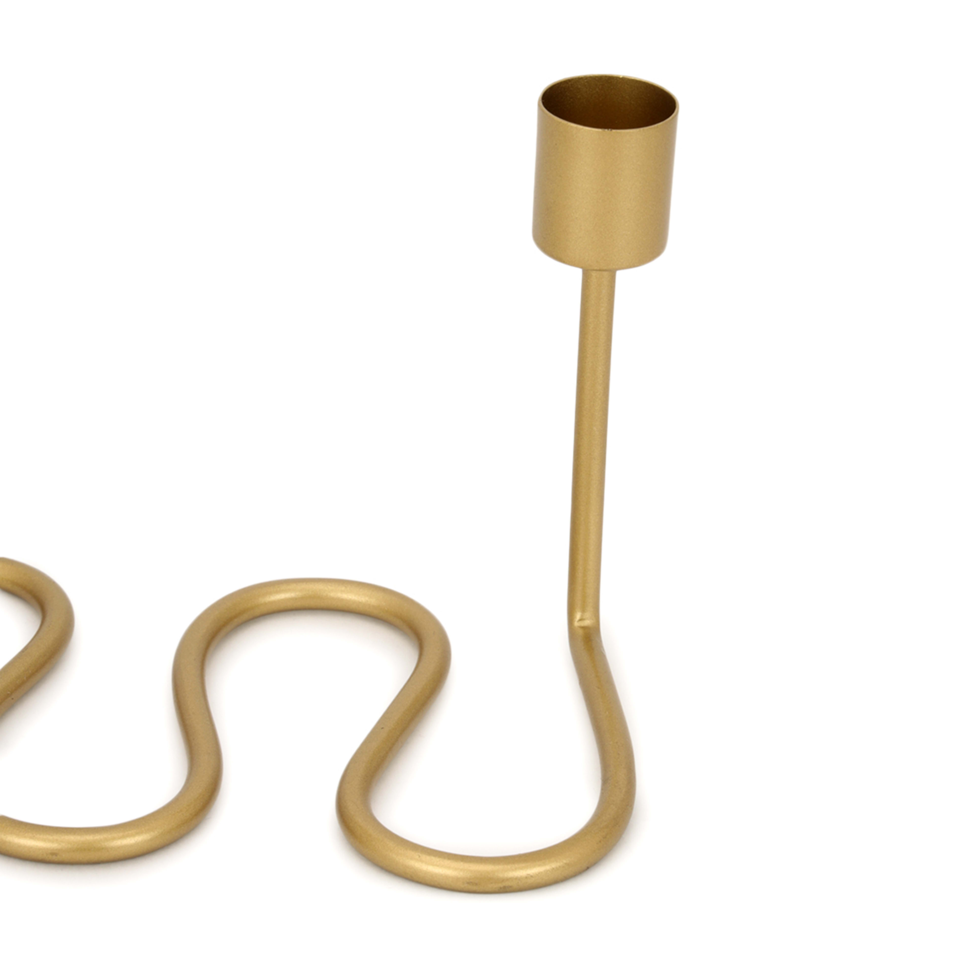 3 Wave Taper Candle Holder - Gold Look, 3 of 4