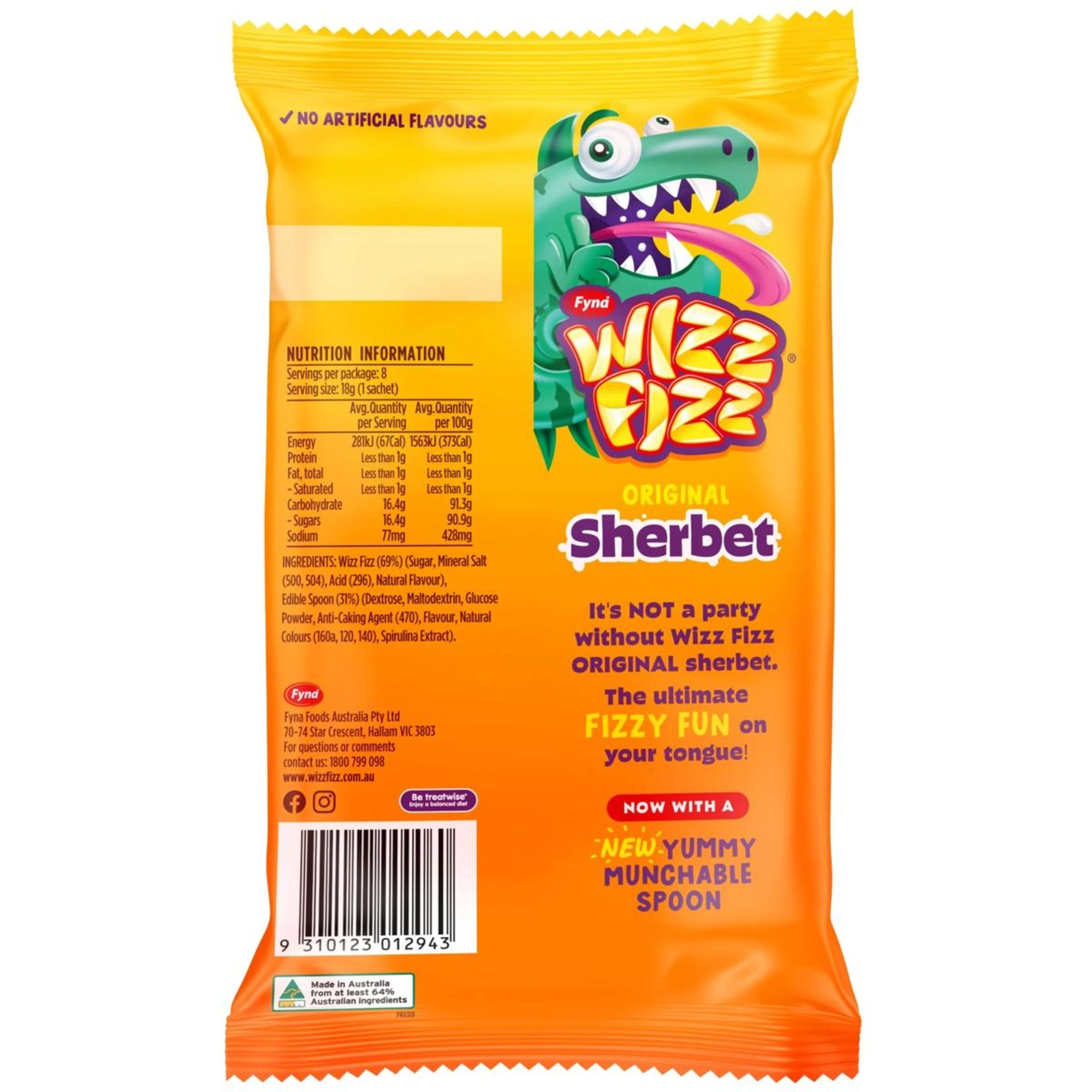 2 Fyna Wizz Fizz 8 Pack Original Sherbet 144g, 2 of 2