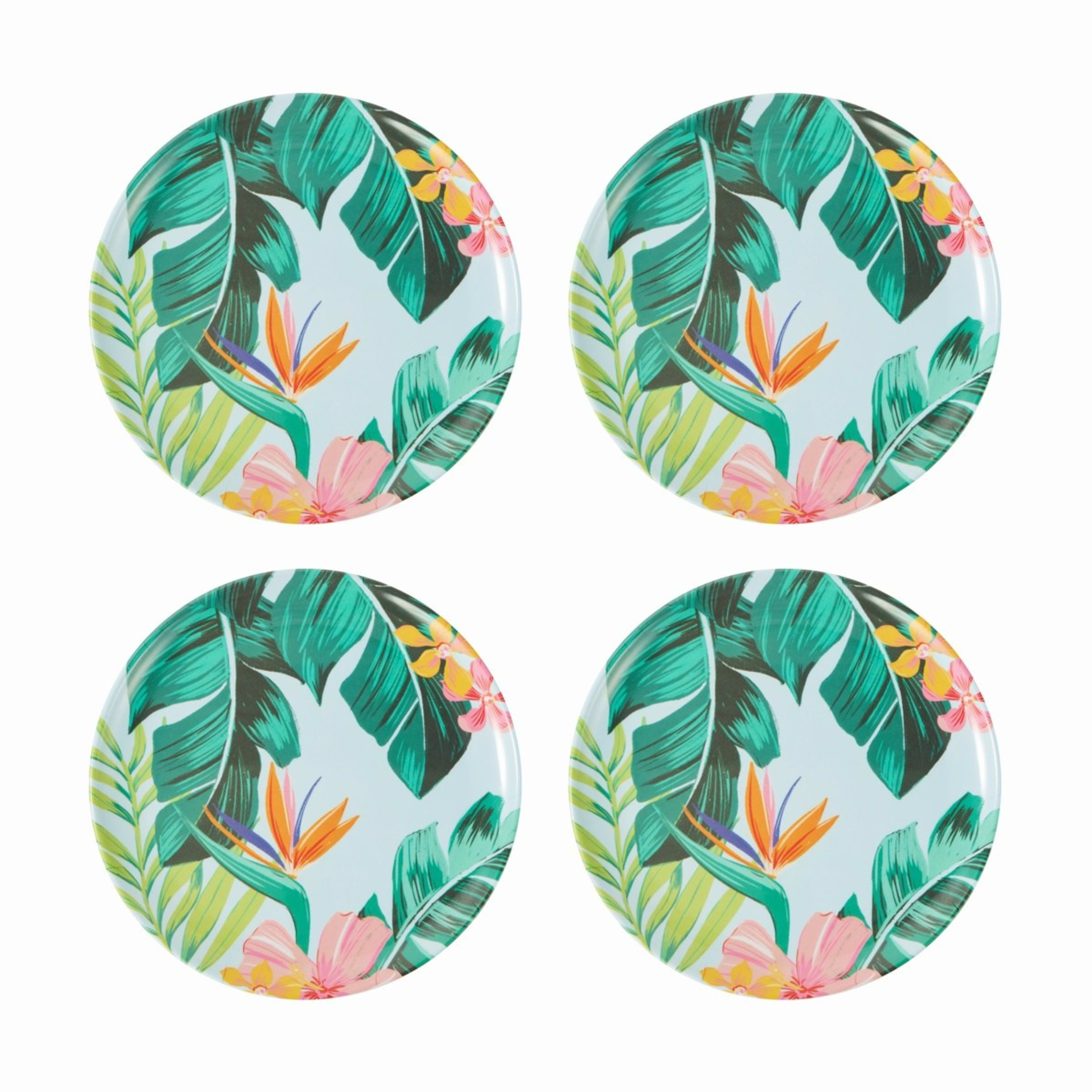 1 4 Pack Floral Birds Dinner Plates