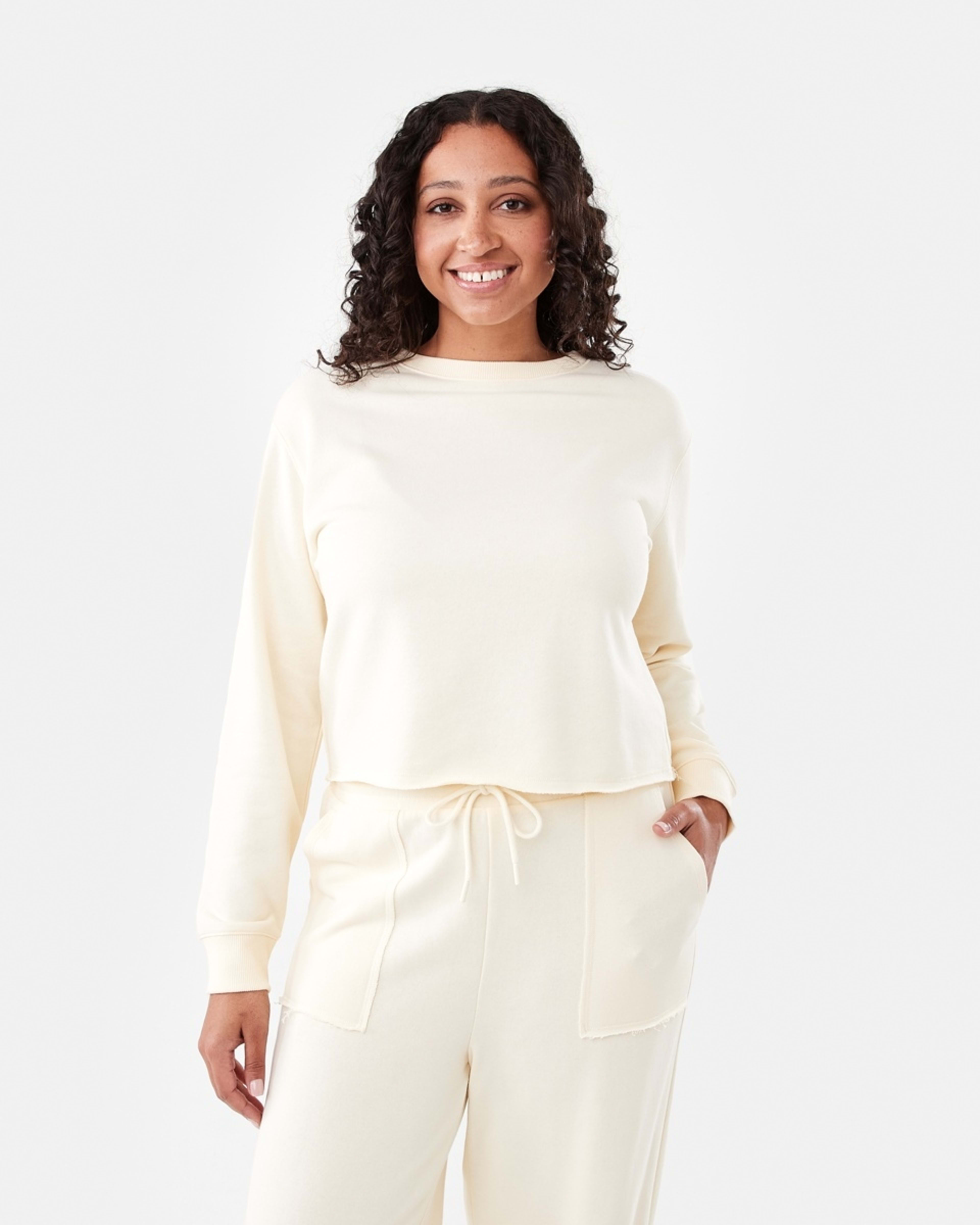 1 Raw Hem Cropped Sweatshirt Soft Lemon