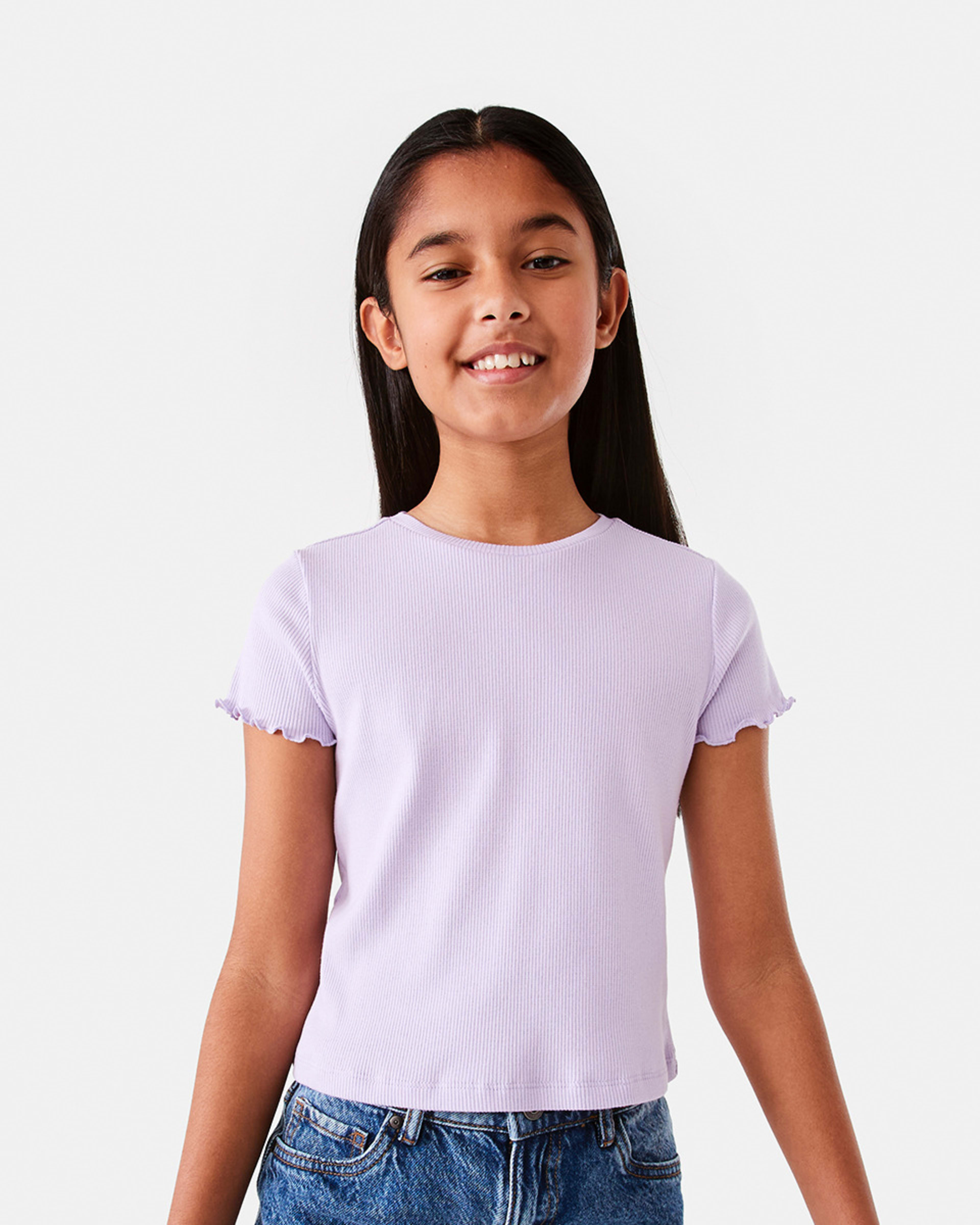 1 Short Sleeve Rib Top Pst Purple, 1 of 9