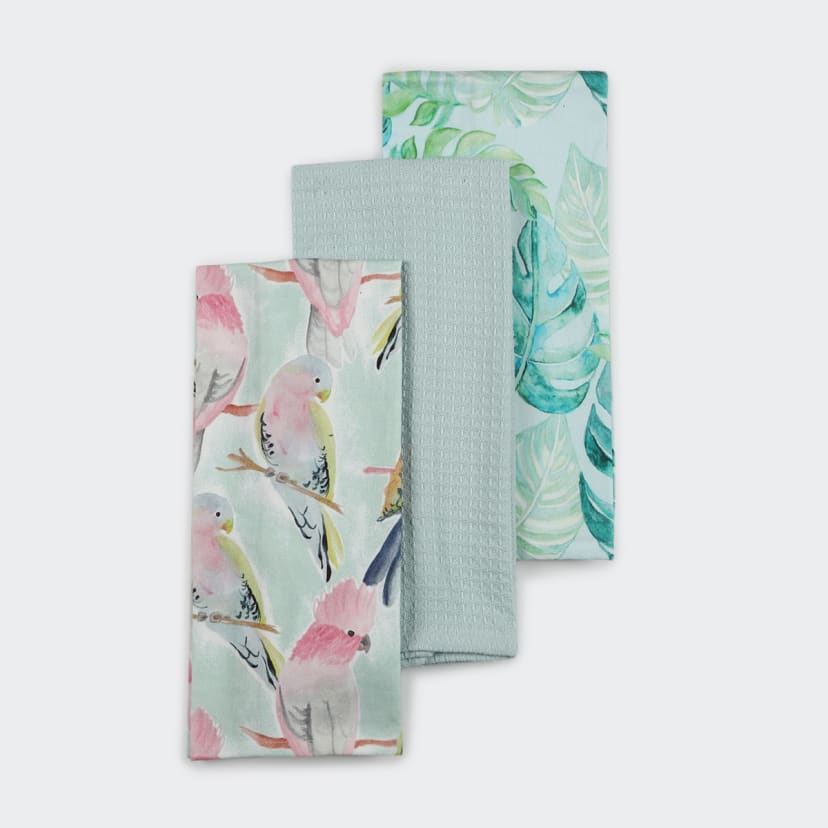 3 Pack Bird Print Tea Towels Kmart