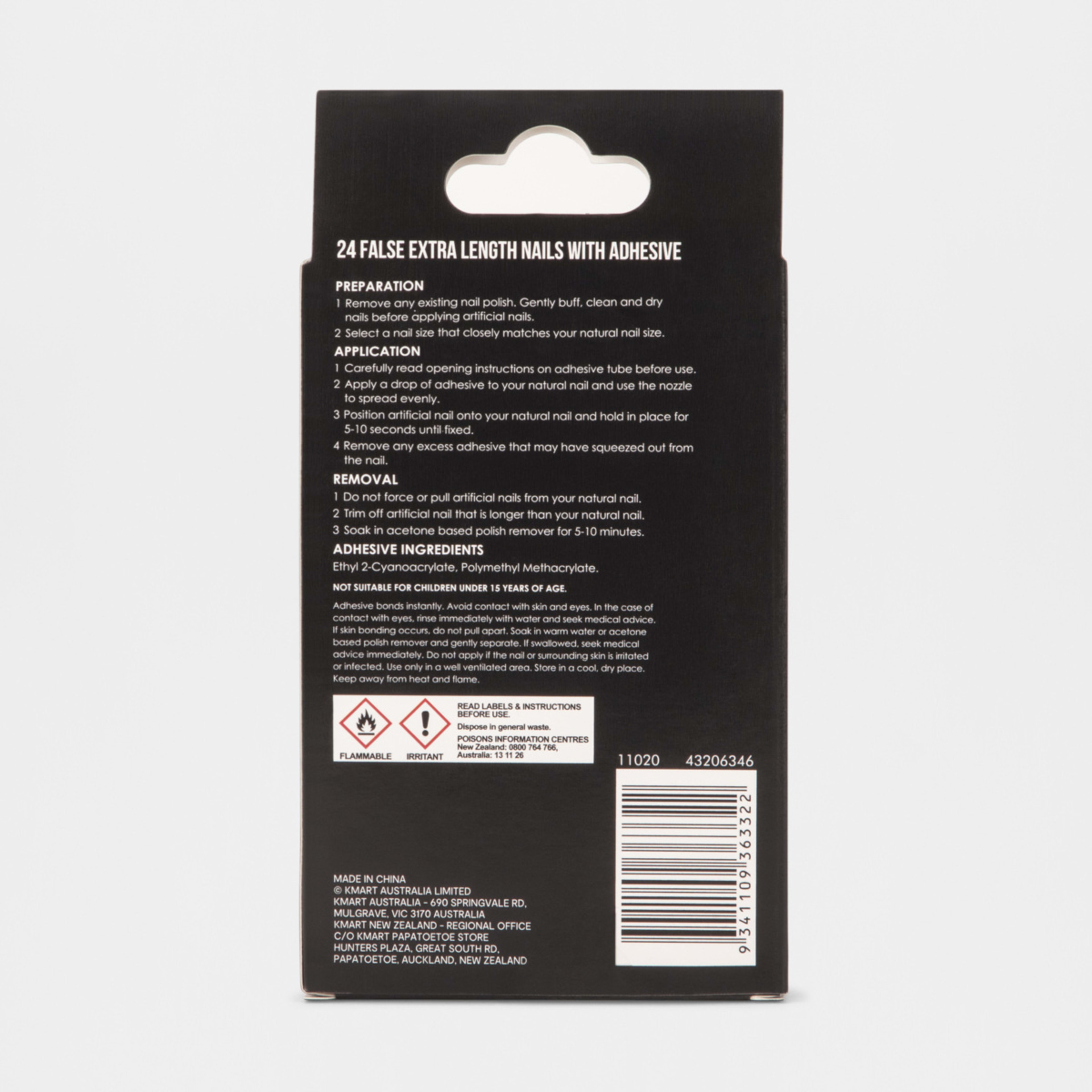 2 OXX Cosmetics 24 Pack False Extra Length Nails with Adhesive - Coffin Shape, Mushroom, 2 of 5