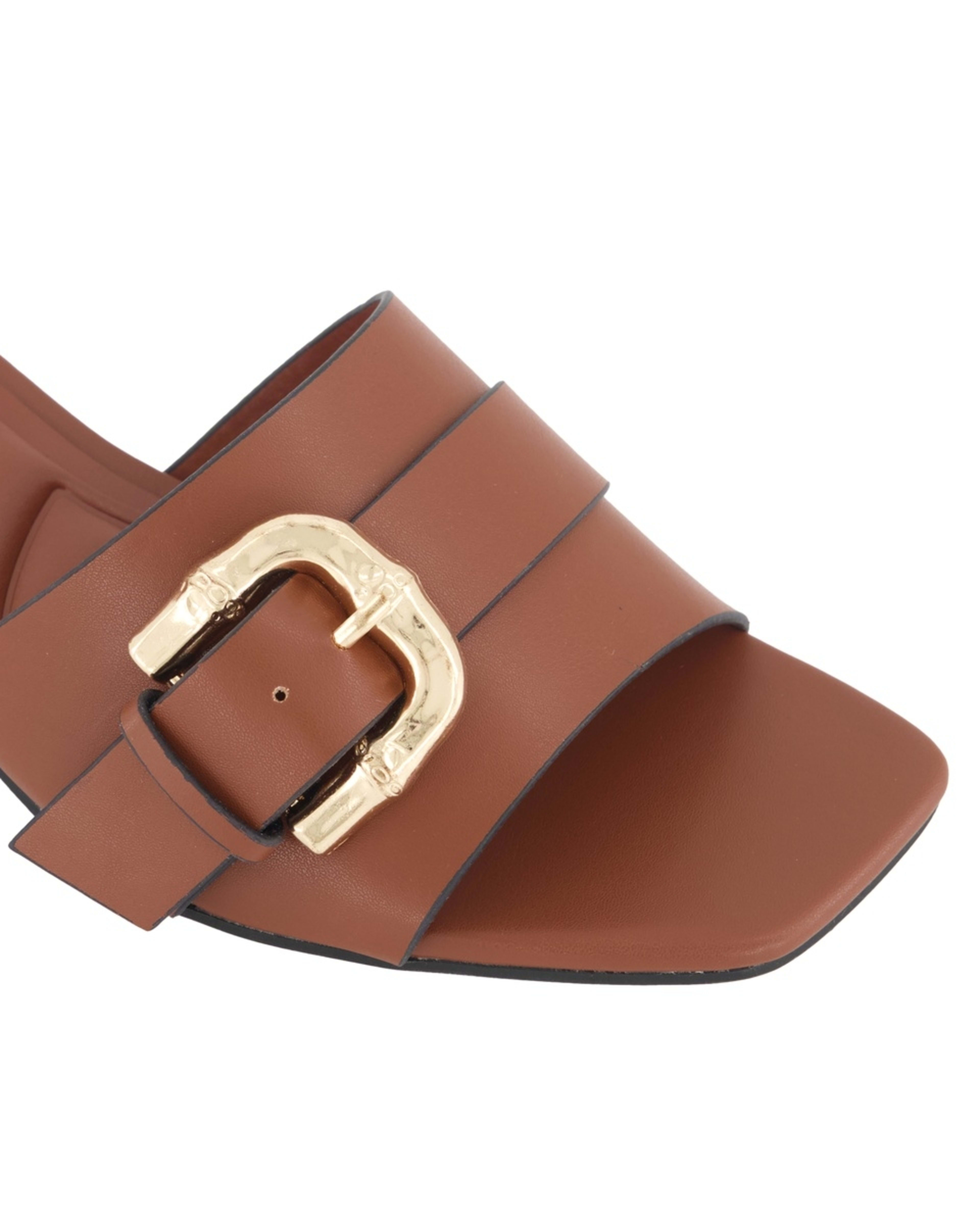 5 Buckle Low Heel Mules Tan, 5 of 5