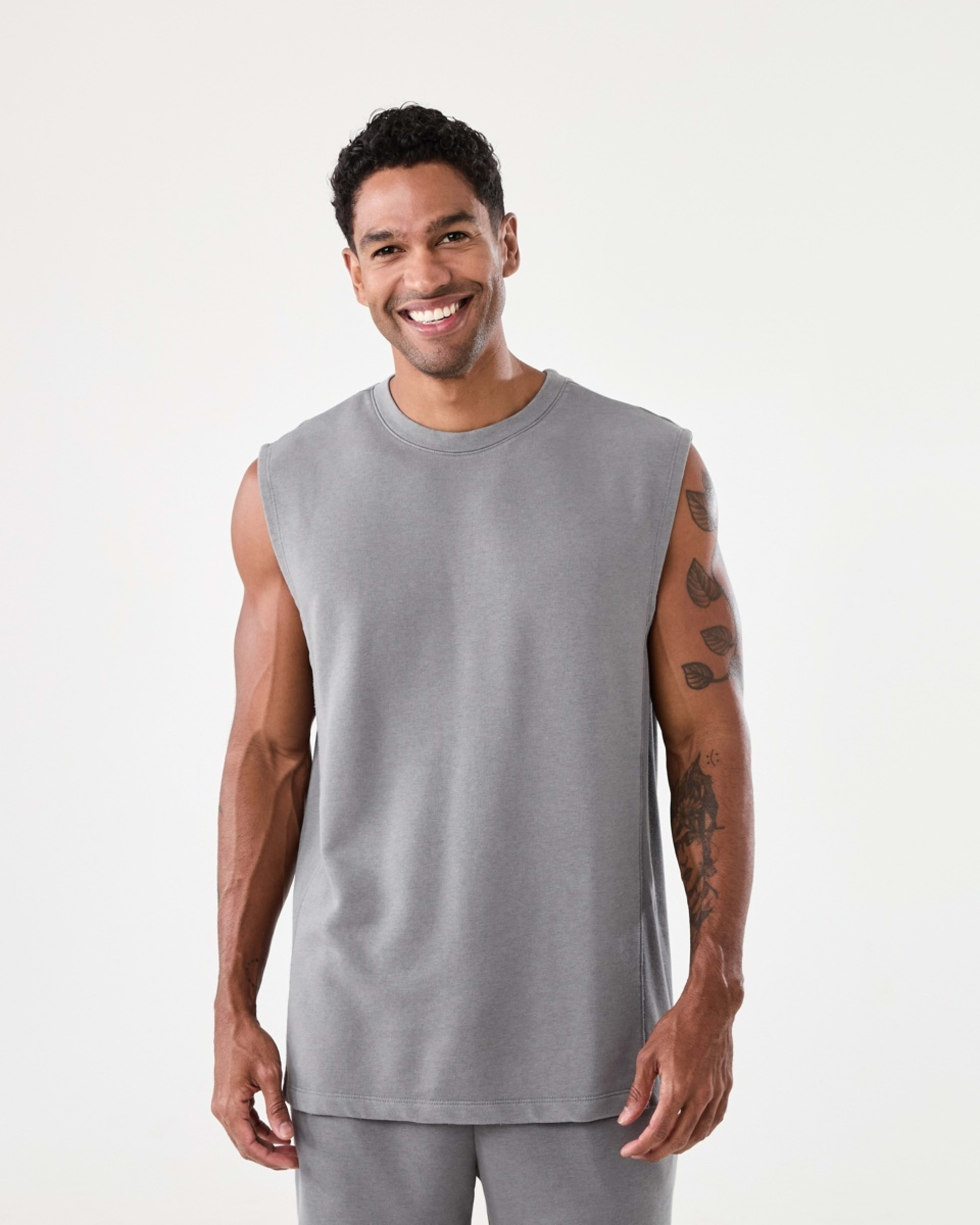 1 Active Mens Washed Terry Muscle Quiet Shade