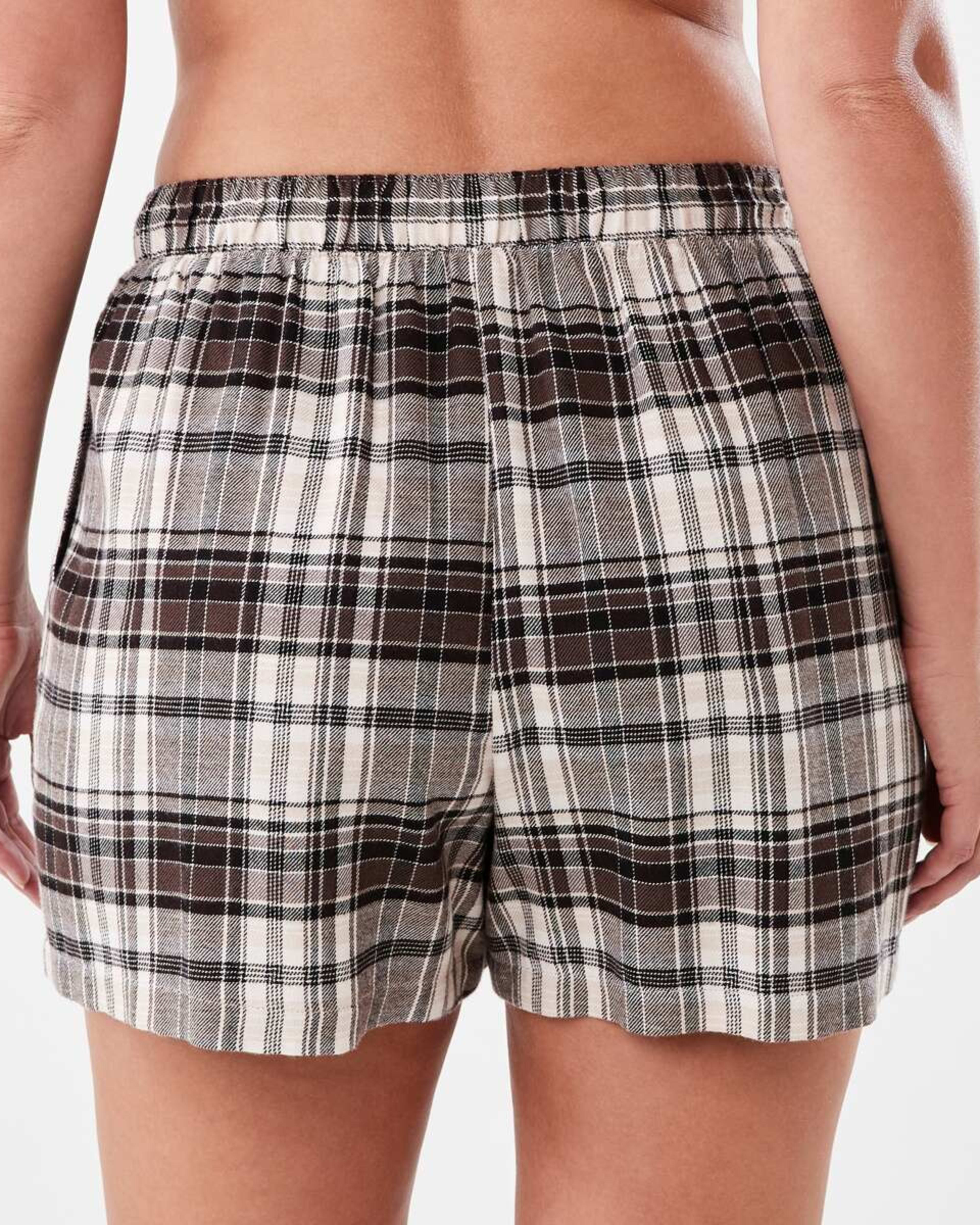 3 Boyfriend Flannel Shorts Brwn Chk, 3 of 6