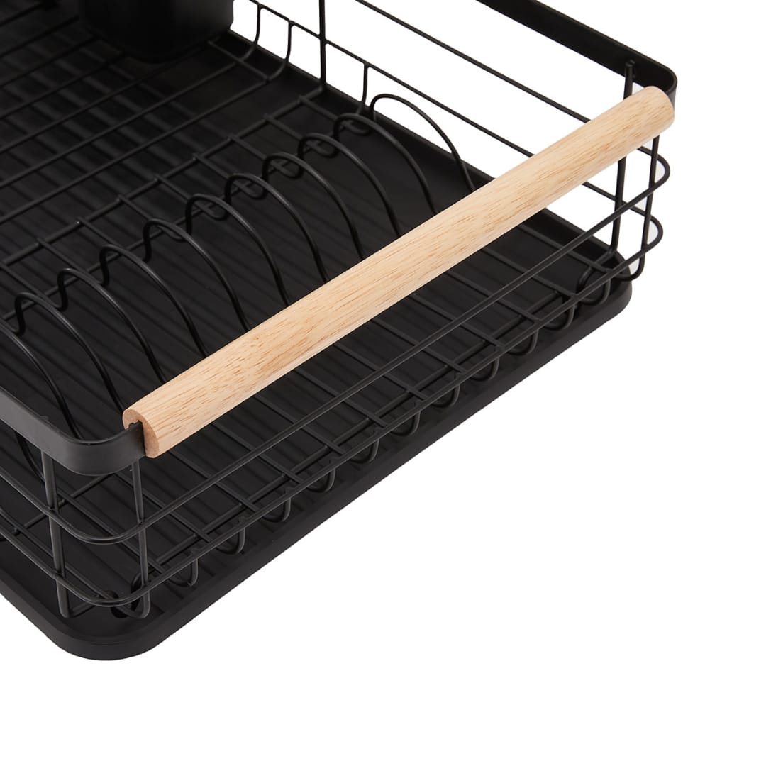 Black Wooden Handle Dish Rack Kmart