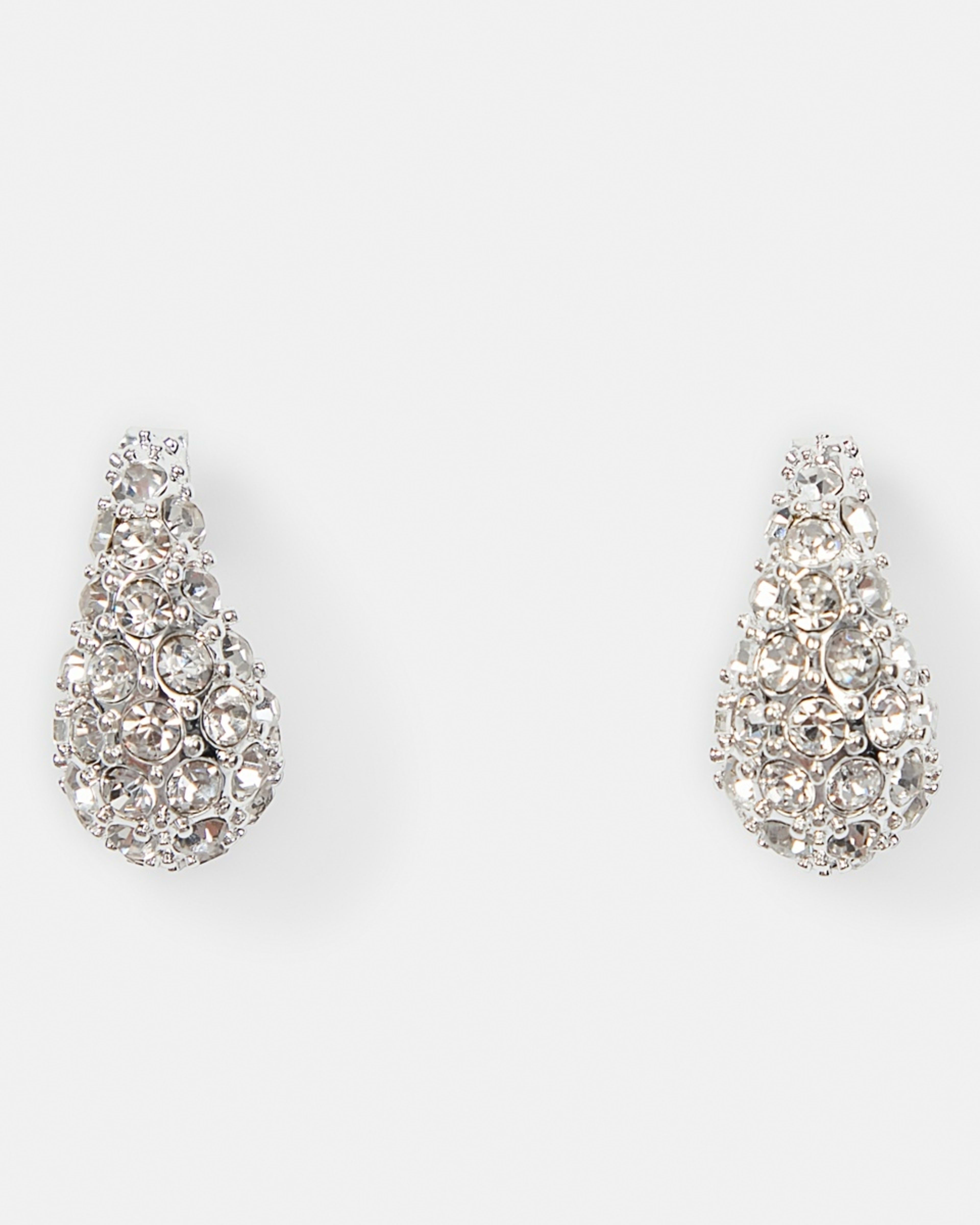 1 Diamante Teardrop Earrings Silver, 1 of 4